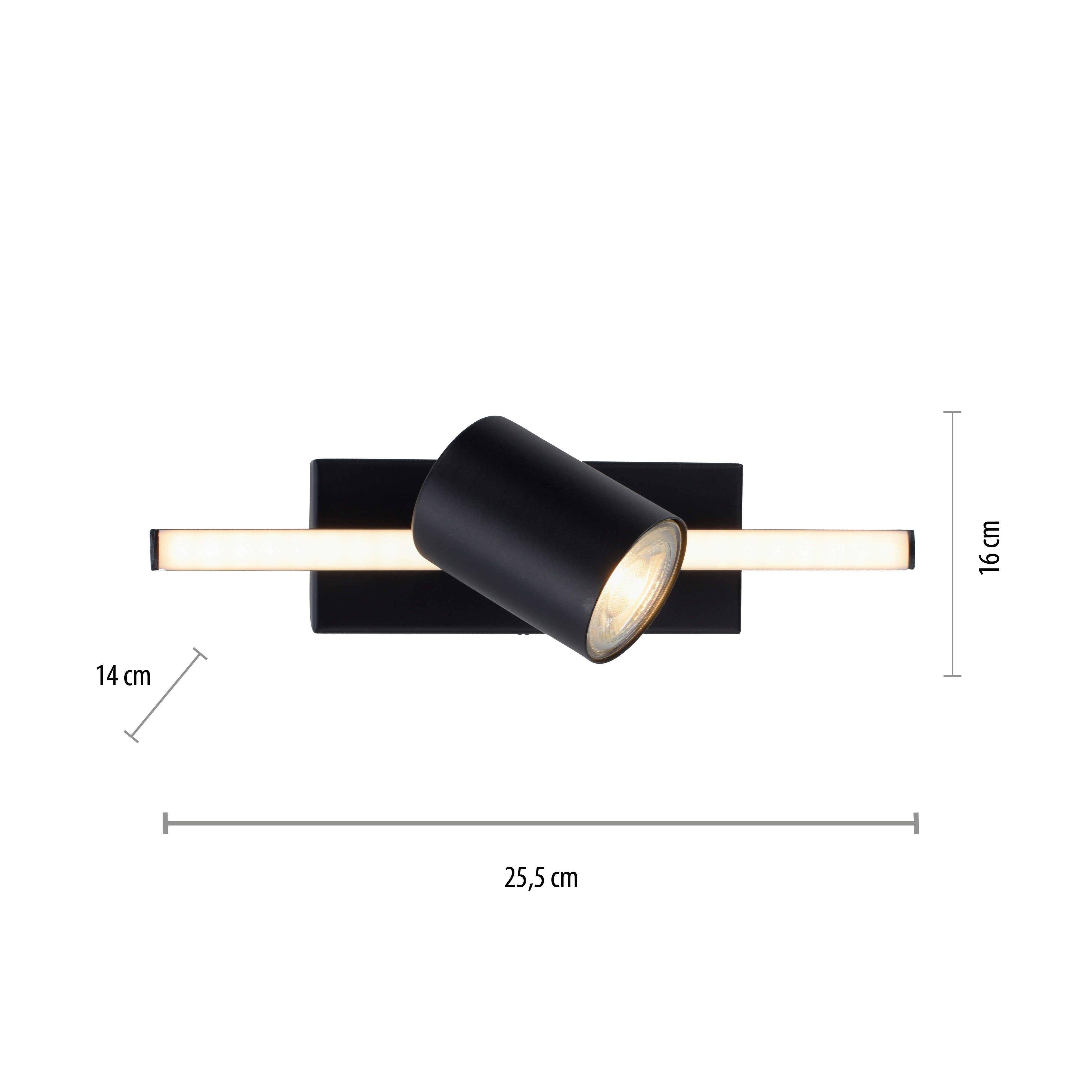 Paul Neuhaus Wandleuchte integriert, LED separat wechselbar, LED fest steuerbar Warmweiß, LED, (Schalter) BARIK