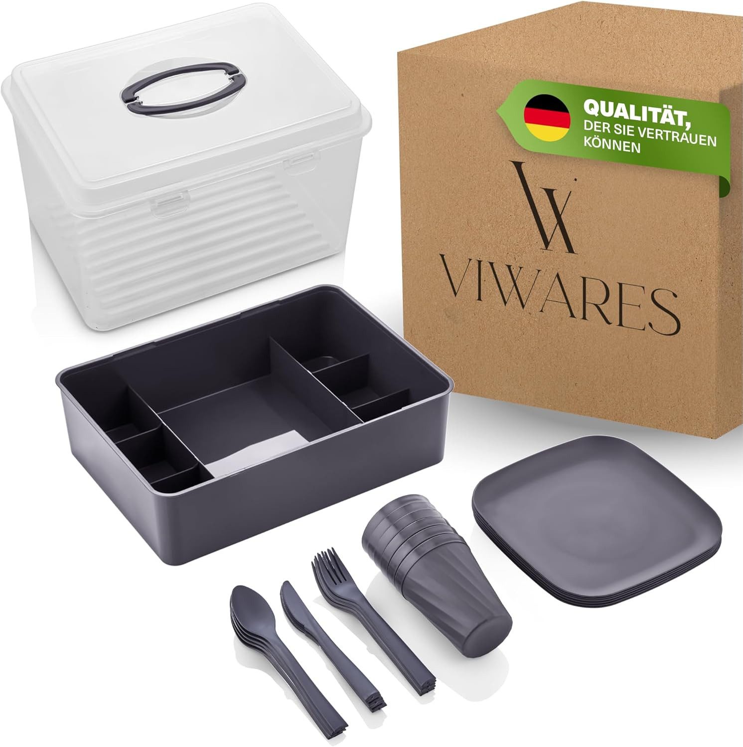 Viwares Picknickkorb Picknick Geschirrset für 6 Personen – 33-teiliges Camping Set (33 St)