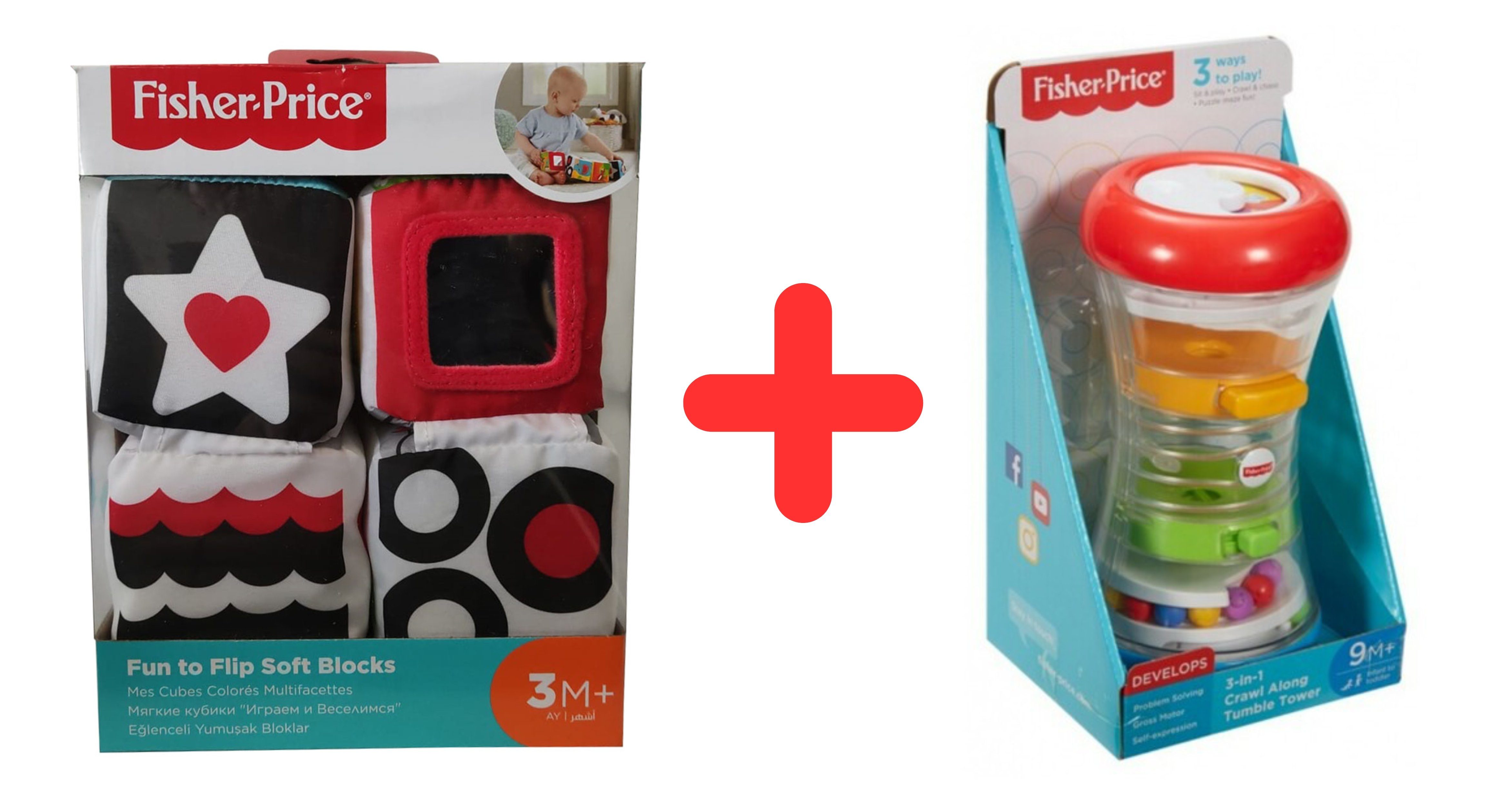 Fisher-Price® Greifspielzeug Mattel Fisher-Price 2er Set GFC37 Fun to Flip weiche Spielwürfel + DRG