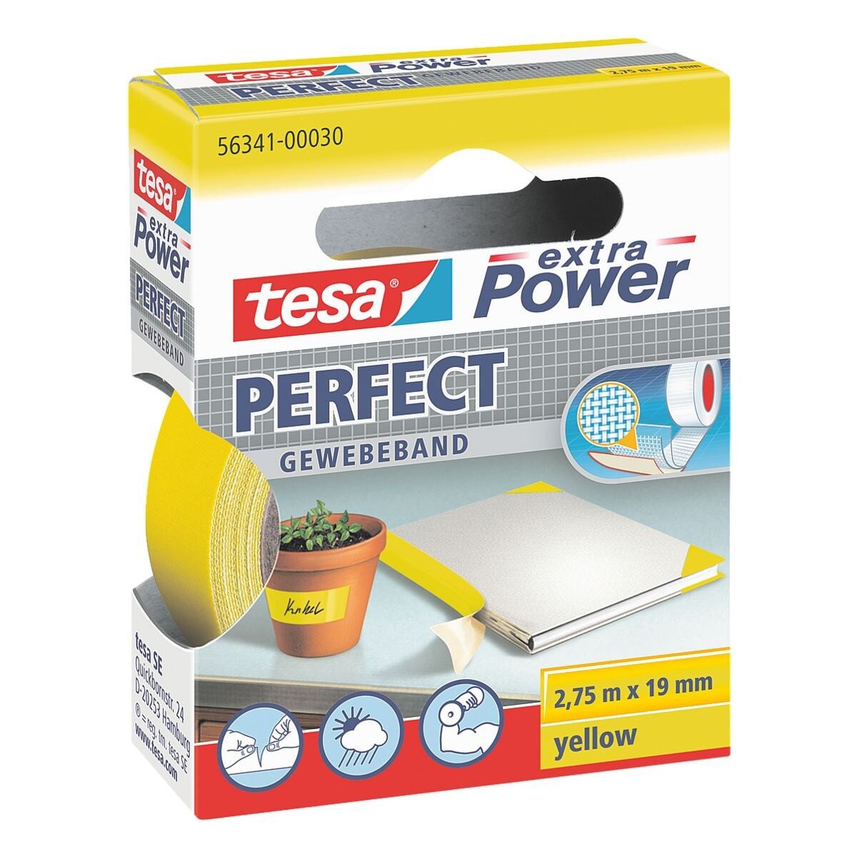 tesa Isolierband extra Power® witterungsbeständig m, gelb beschriftbar 19 / mm 2,75 und