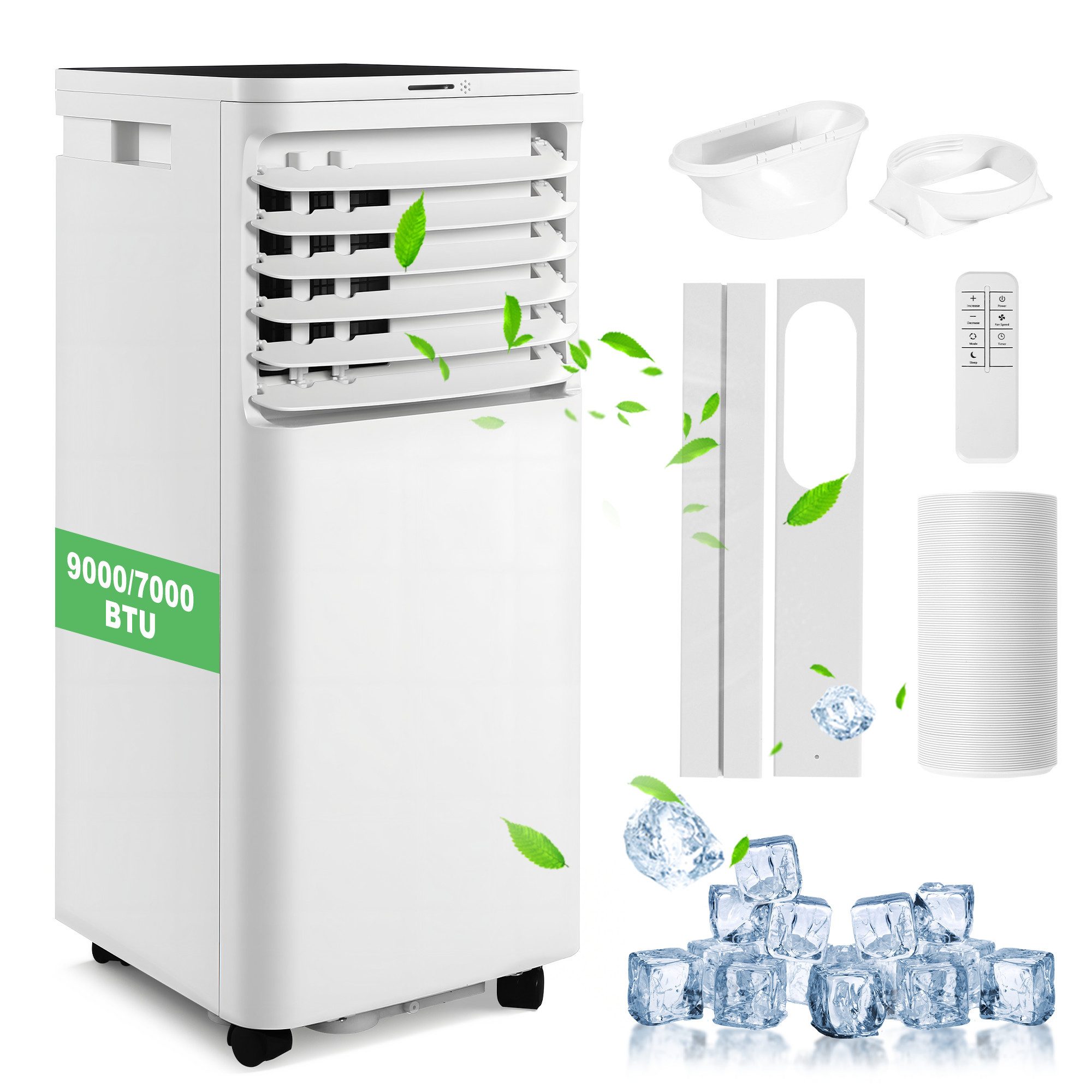 ZMH 3-in-1-Klimagerät Mobile Klimaanlage 3-in-1 7000/9000 BTU mit Abluftschlauch, LED Display, Timer, Rollen & Tragegriff für Räume bis 25 m²