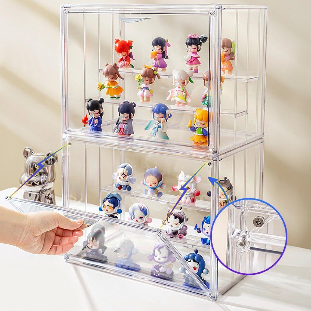Creliv Vitrine Sammler Vitrine für Figuren & Modelle – stapelbare Acryl Box mit Tür (1-St., 36x26,5x22cm) für Figuren, Modelle, Tasche, Schuhe
