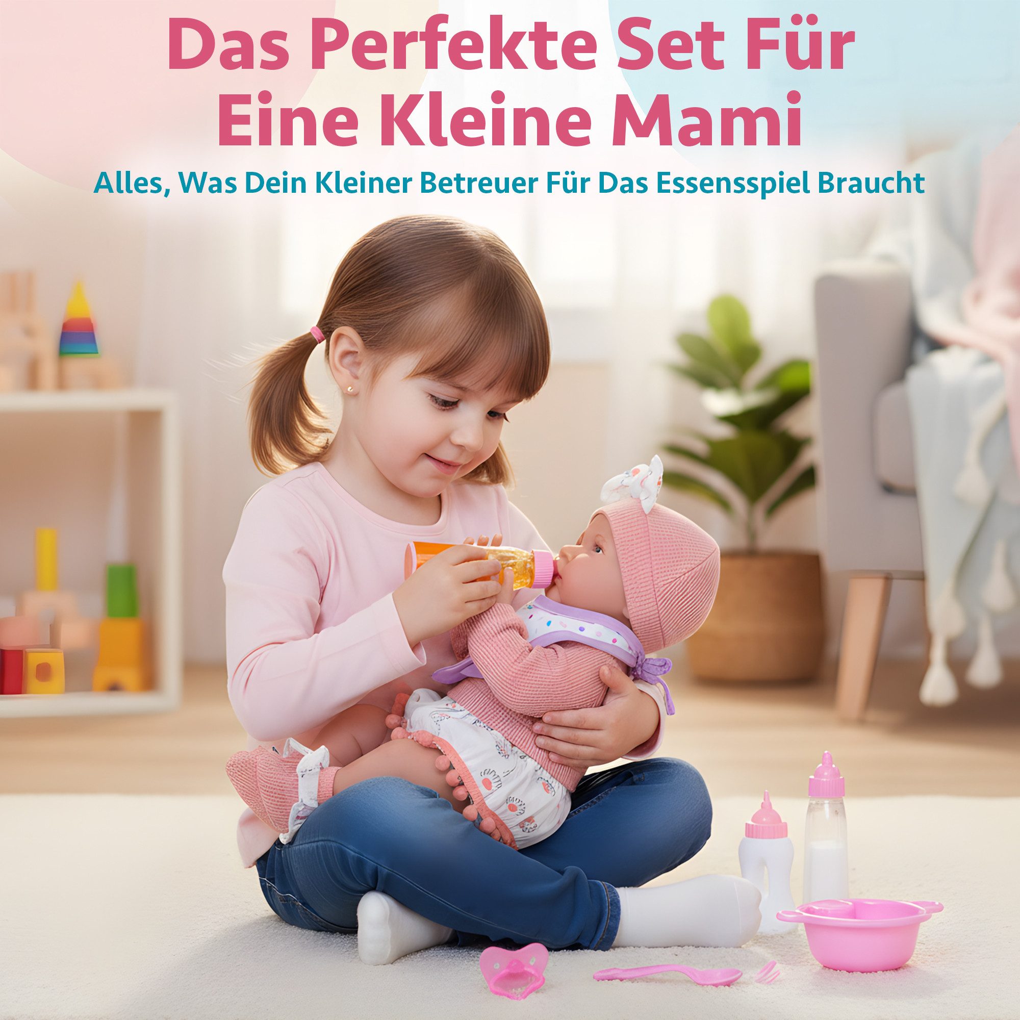 Kinderplay Dolls & Strollers Puppen Schnuller Fütter-Set für Puppen – Magische Flaschen – Rollenspiel, (Set)