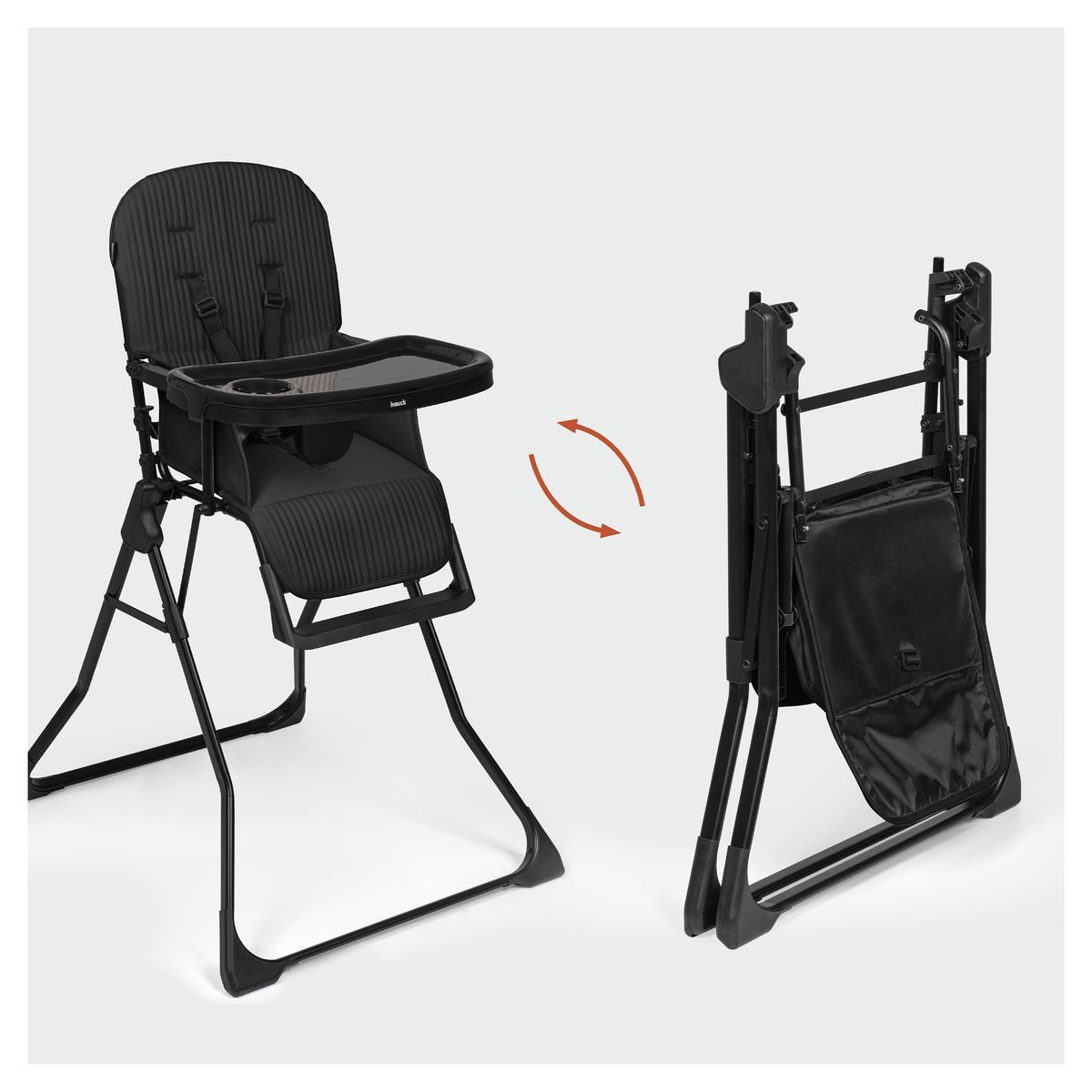 Hauck Hochstuhl Sit N Go - Black, leichter Kinderhochstuhl ab 6 Monaten bis 15 kg mit Gurt - faltbar