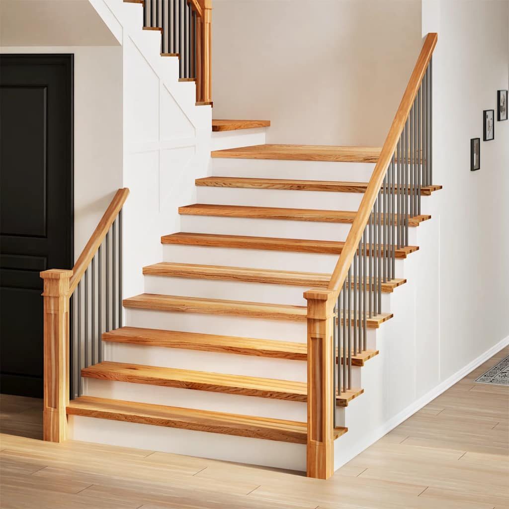 vidaXL Stufenmatte Treppenstufen 8 Stk. Hellbraun 120x25x2 cm Massivholz Eiche, Rechteckig, Höhe: 2 mm