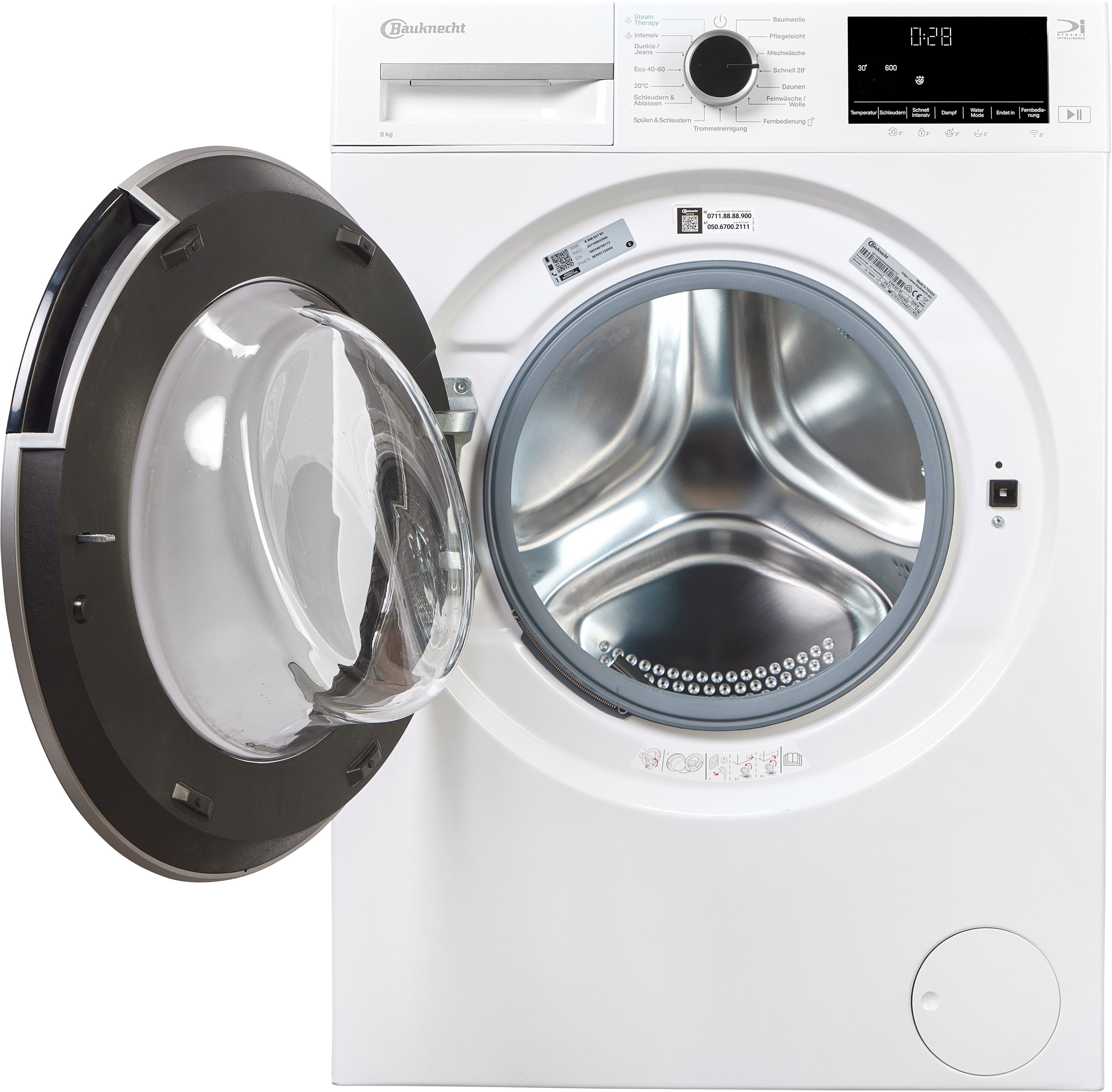 BAUKNECHT Waschmaschine B WM 8A7 BS, 8 kg, 1400 U/min, Adaptive Wash – Intelligente Anpassung für perfekte Waschergebnisse
