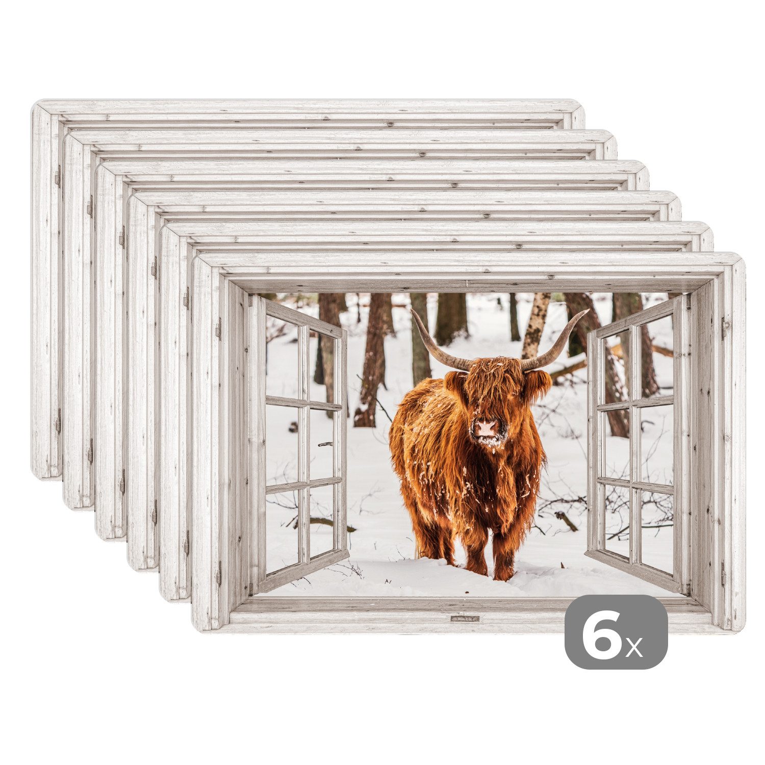 MuchoWow Platzset Schottische Highlander - Schnee günstig online kaufen