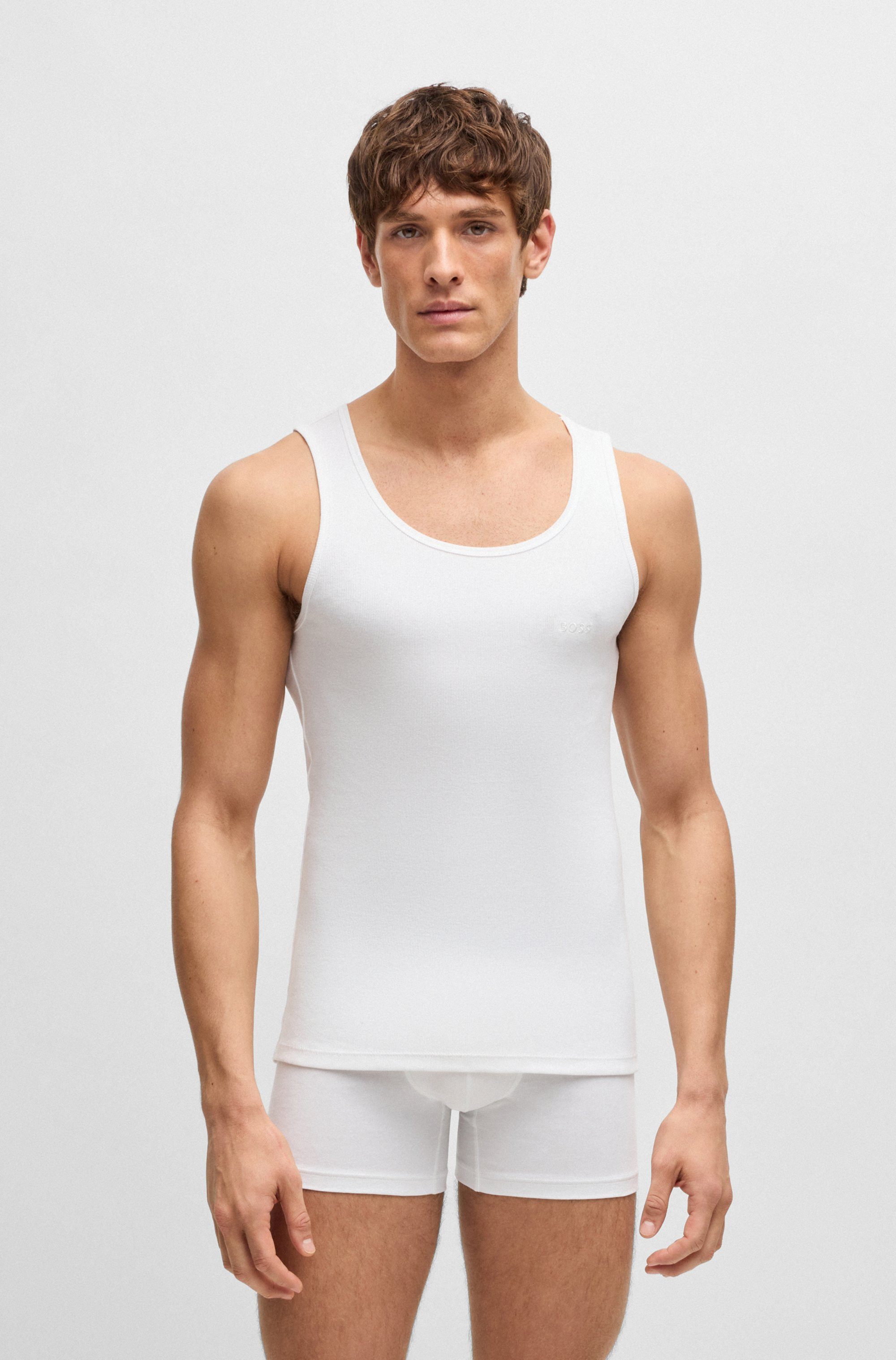 BOSS Tanktop 3P RibClassic BOSS ONE Ton in Ton Stickerei auf der Brust günstig online kaufen