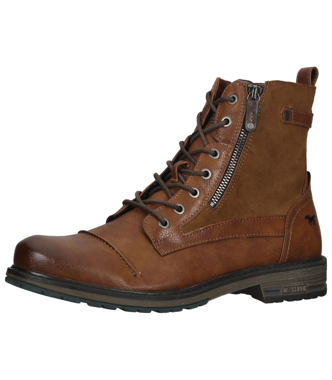 MUSTANG Herren Stiefel Schnürboots – Mit Reißverschluss, Profilierte Sohle, Kunstleder
