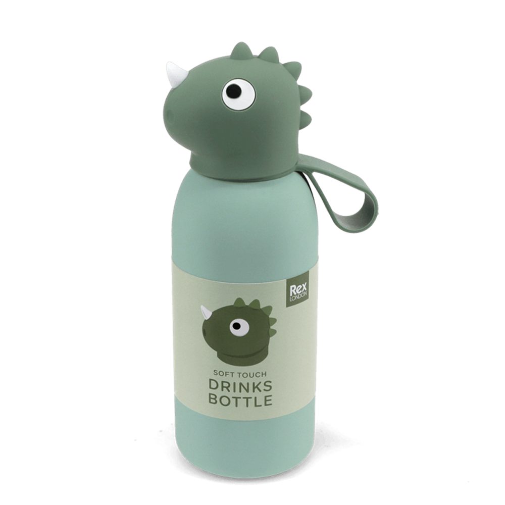 Rex London Isolierflasche Edelstahlflasche Dino / Einhorn soft touch, ca. Ø 7 x 20,3 cm, für ca. 350 ml, mit Trageriemen