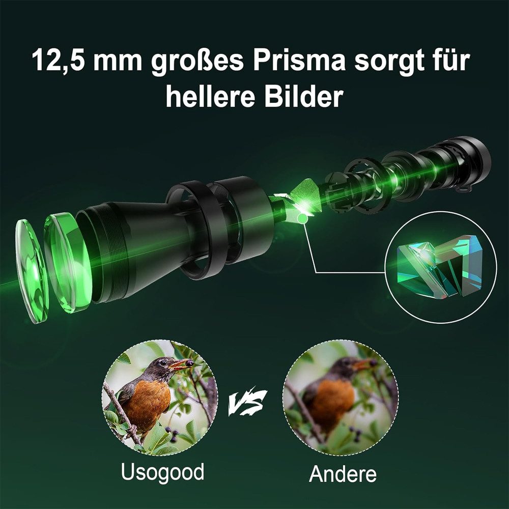 Usogood 12x52 Monokular Teleskop Erwachsene mit BAK4 Prisma & FMC Beschichtung Monokular (HD Monokular Fernrohr für Vogelbeobachtung, Jagd, Wandern)