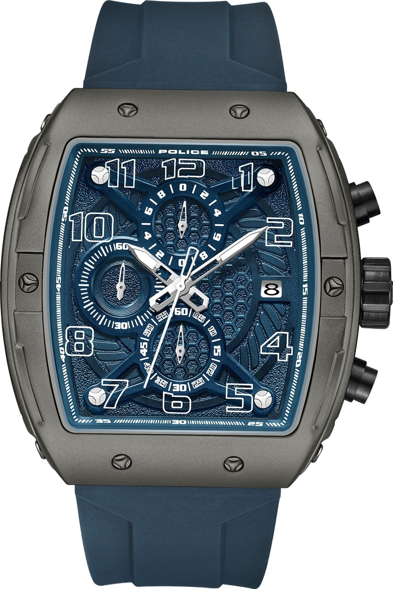 Multifunktionsuhr Police Herrenuhr Silikon blau Police