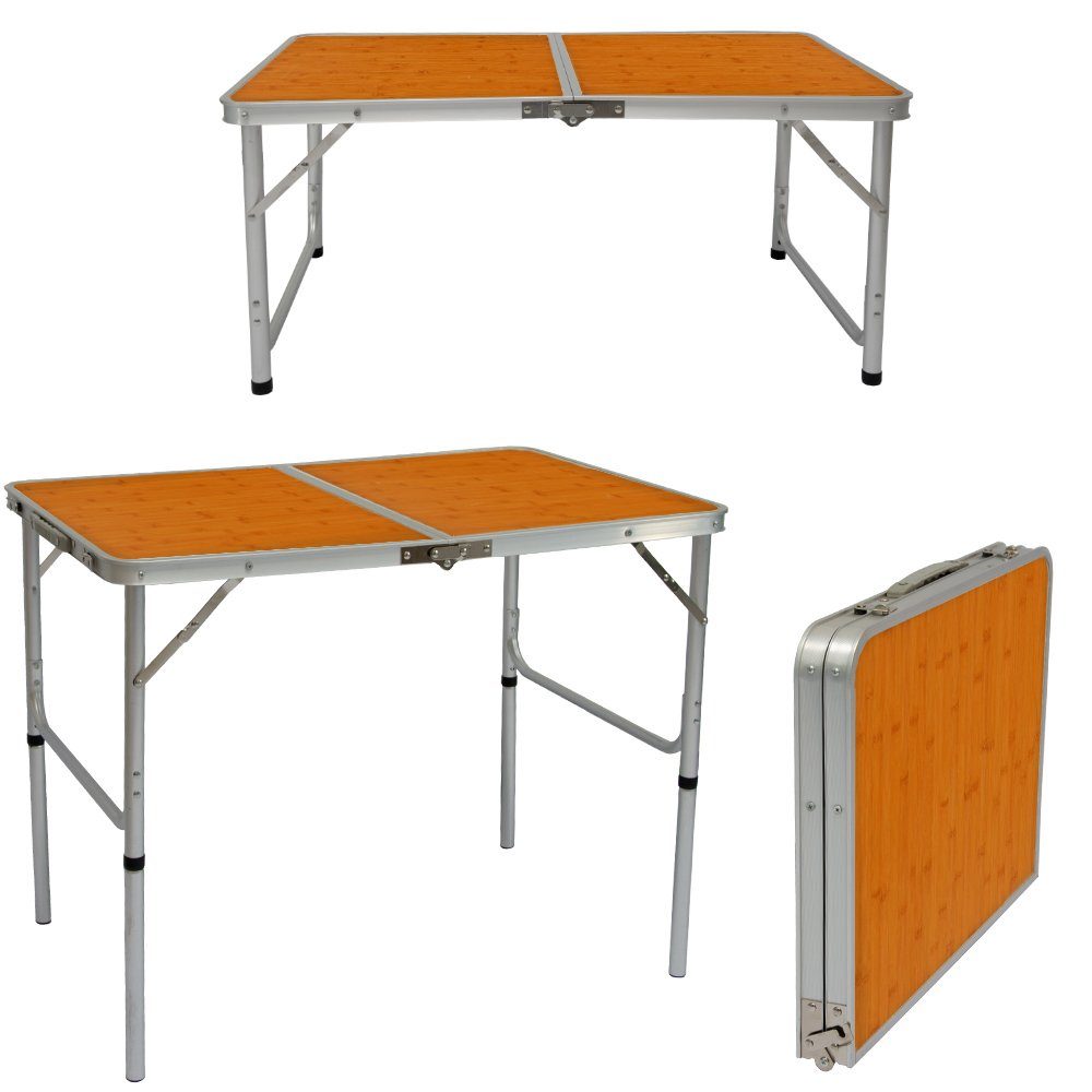 Campingtisch Klappbar 90 x 60 x 70 cm - Verstellbarer Gartentisch - Koffertisch