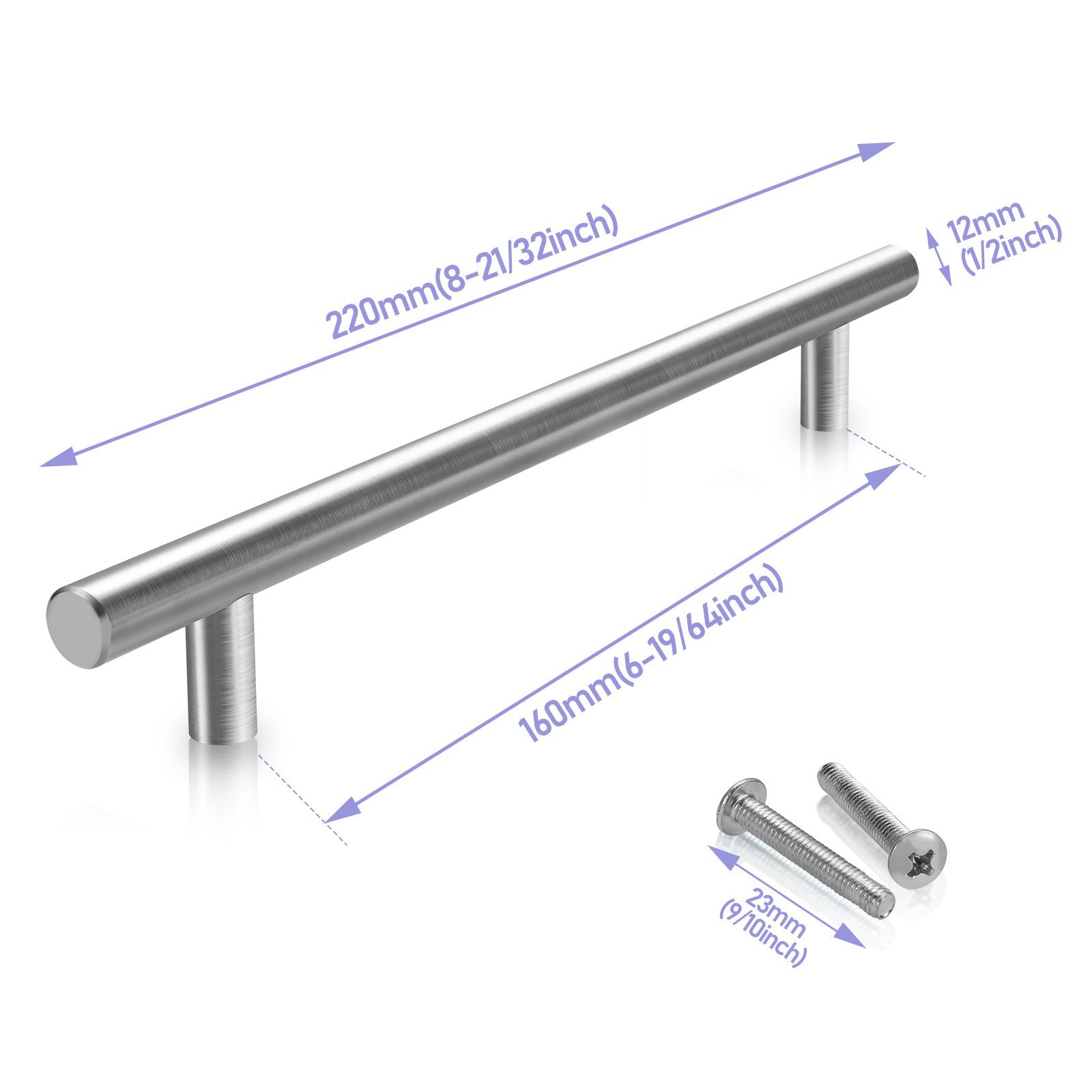 Möbelgriff Modernen 10x Edelstahl Echt Schrankgriff 220*160*12MM Küchengriff Clanmacy Möbelgriffe