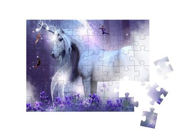 puzzleYOU Puzzle Majestätisches Einhorn mit drei zauberhaften Feen, 48 Puzzleteile, puzzleYOU-Kollektionen Einhorn, Fantasy, Einhörner, 100 Teile