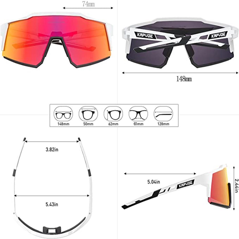 GelldG Fahrradbrille Polarisiert Fahrradbrille TR90 Sonnenbrille Damen Sport Herren Rahmen
