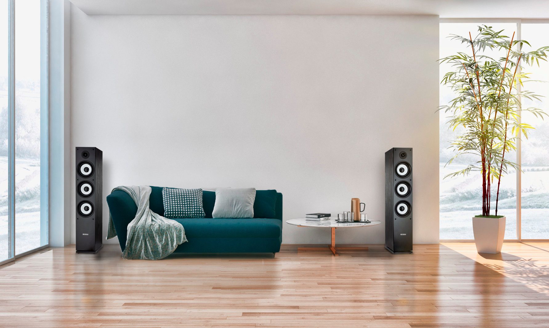 Bennett & Ross Ultrasphere 3-Wege HiFi Boxen Paar, schwarz Stand-Lautsprecher (400 W, mit Bassreflex-Konstruktion, Maserung in Holzoptik, schwarz)