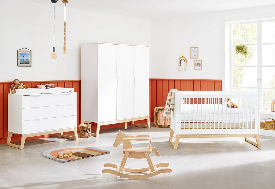 Pinolino® Babyzimmer-Komplettset Bridge, (Set, 3-St., Kinderbett,  Kleiderschrank, Wickelkommode), breit, groß; mit Kinderbett, Schrank