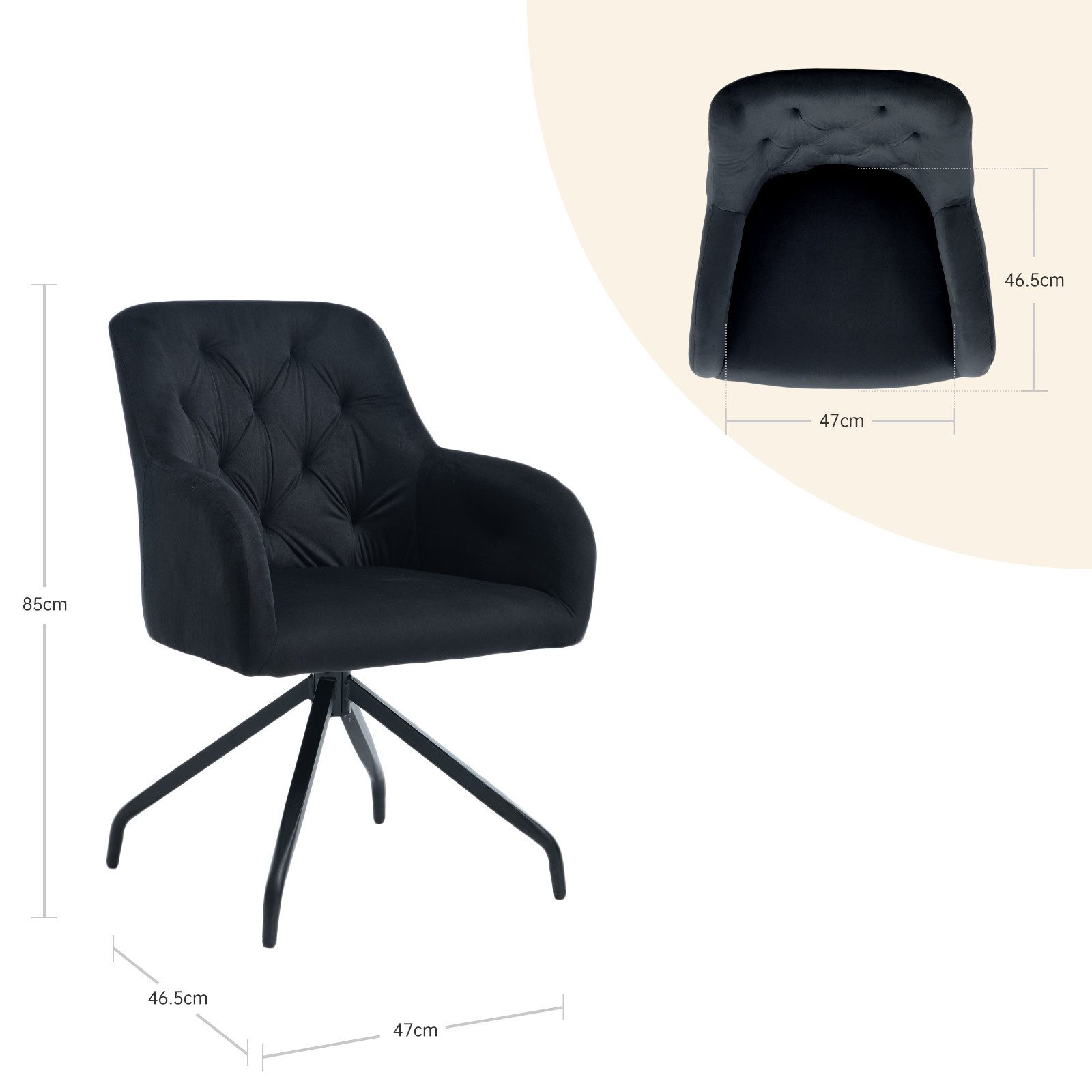 Happy Home Esszimmerstuhl 360° drehbarer Samt-Esszimmerstuhl, X-Gestell - S günstig online kaufen