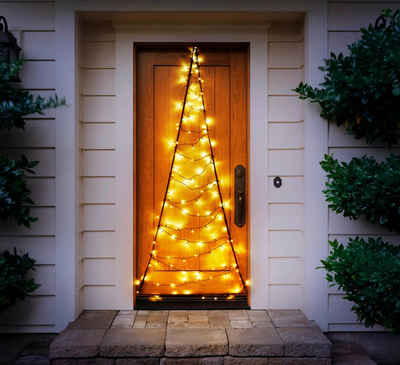 BONETTI LED-Lichtervorhang Tannenbaum Lichterketten-Türvorhang mit LED Beleuchtung, 120-flammig, warm-weiß, passend für handelsübliche Türen, für Innen- und Außen