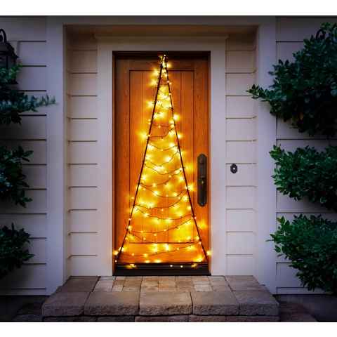 BONETTI LED-Lichtervorhang Tannenbaum Lichterketten-Türvorhang mit LED Beleuchtung, 120-flammig, warm-weiß, passend für handelsübliche Türen, für Innen- und Außen