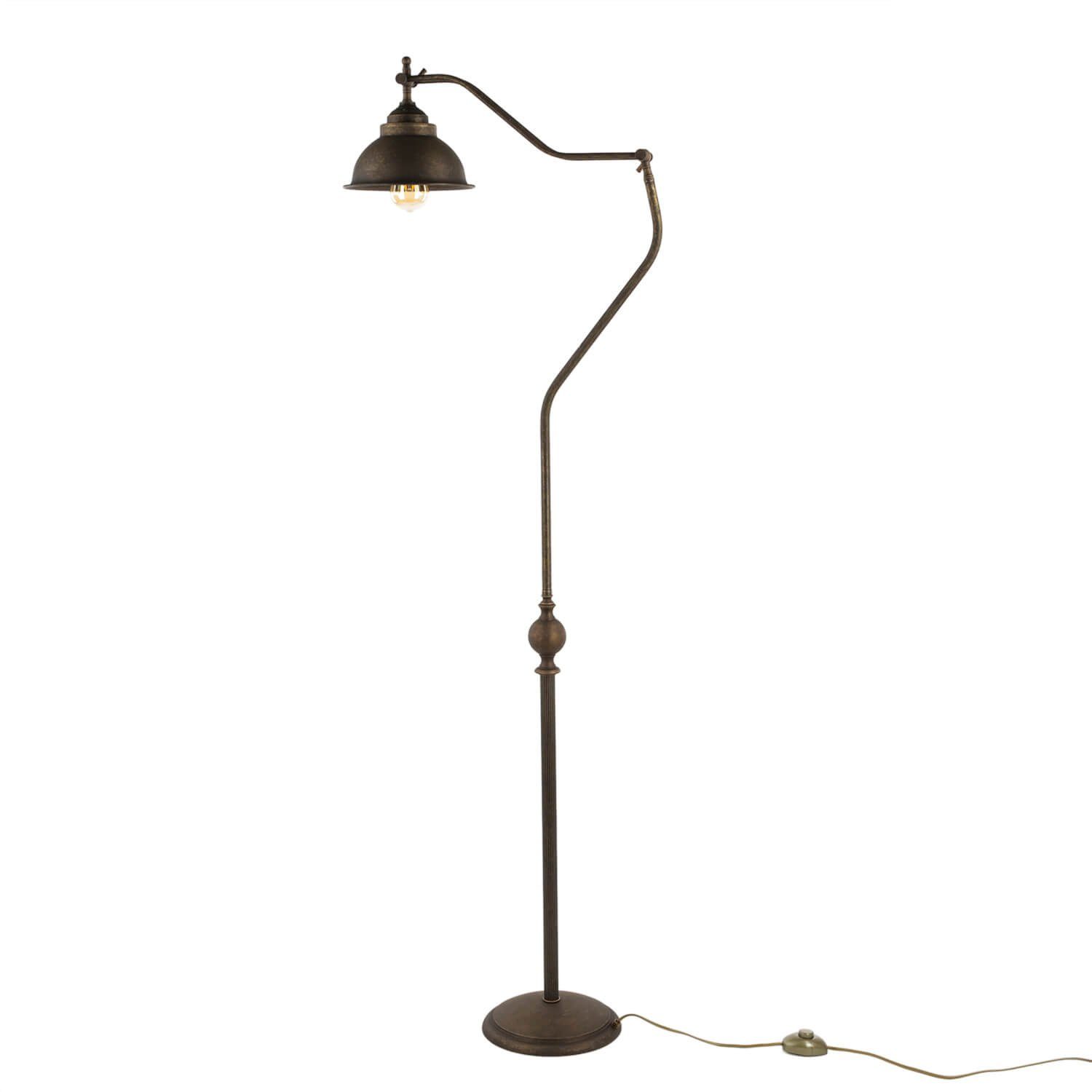 Licht-Erlebnisse Stehlampe Bronze Messing ohne Standleuchte Handarbeit OSLO, Antik E27 Vintage Leuchtmittel, Wohnzimmer