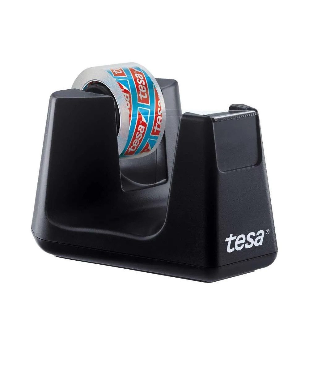 tesa Klebeband Tischabroller Easy Cut® Smart, schwarz, inkl. 1 x Klebefilm kristall (packung, 1-St., Tischabroller) Passt für Kerne mit Ø 26 mm