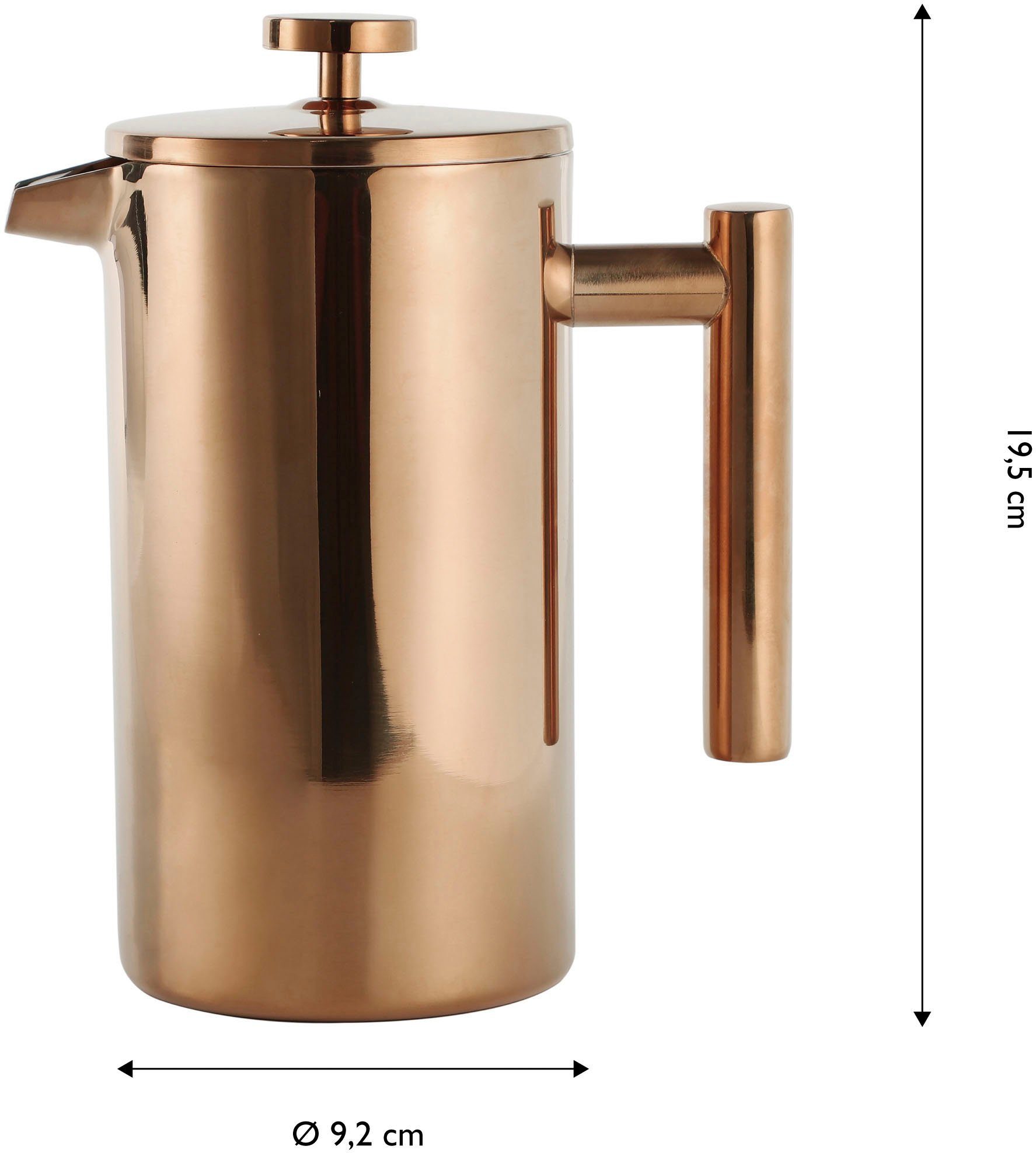 ECHTWERK French Press 0,8l doppelwandiger Kaffeebereiter Kanne Edelstahl, ., isoliert mit Pressfilter, kupferfarben Kaffeekanne