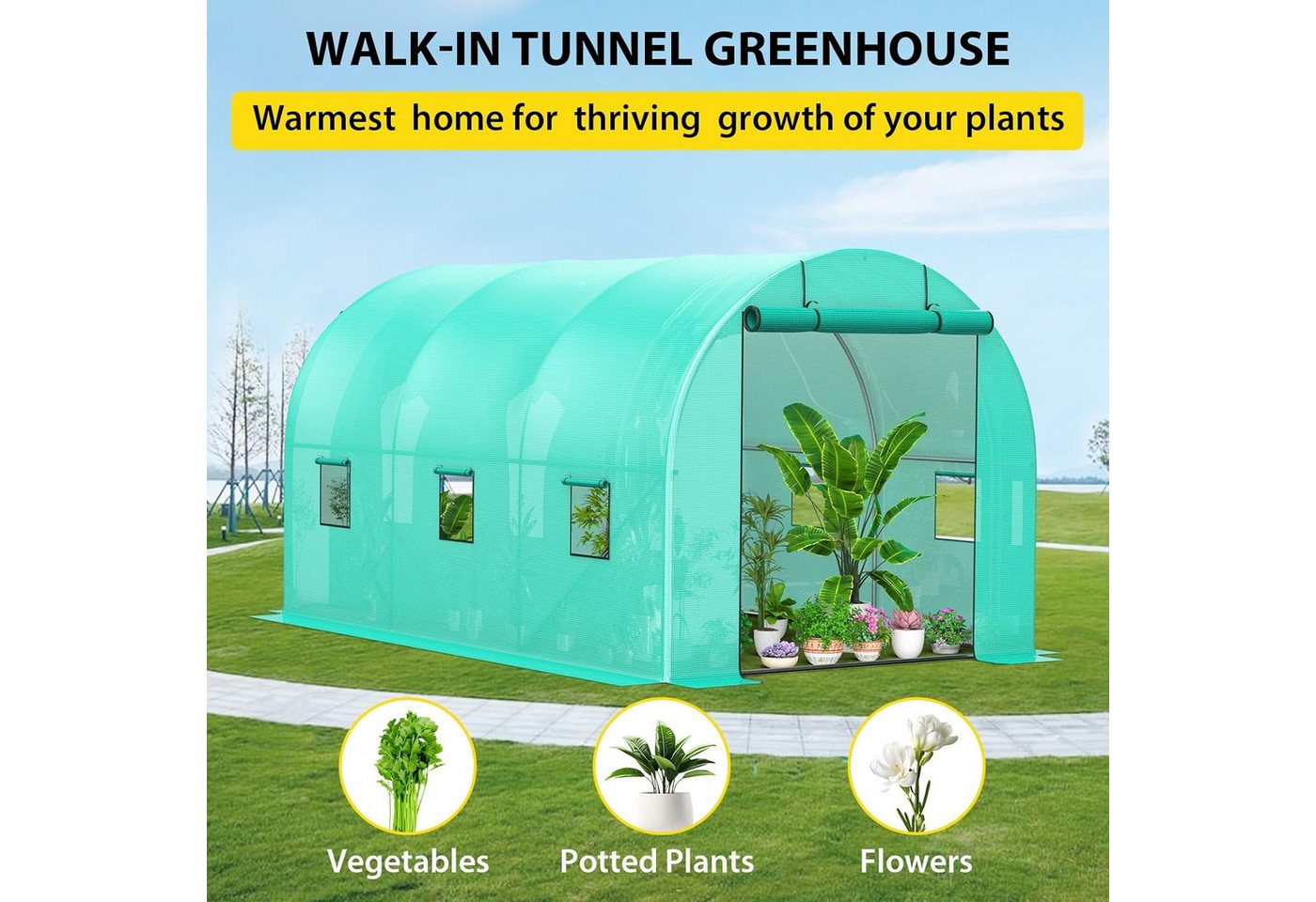 GarveeMore Gewächshaus mit Stahlfundame... GarveeMore Gewächshaus mit Stahlfundame...