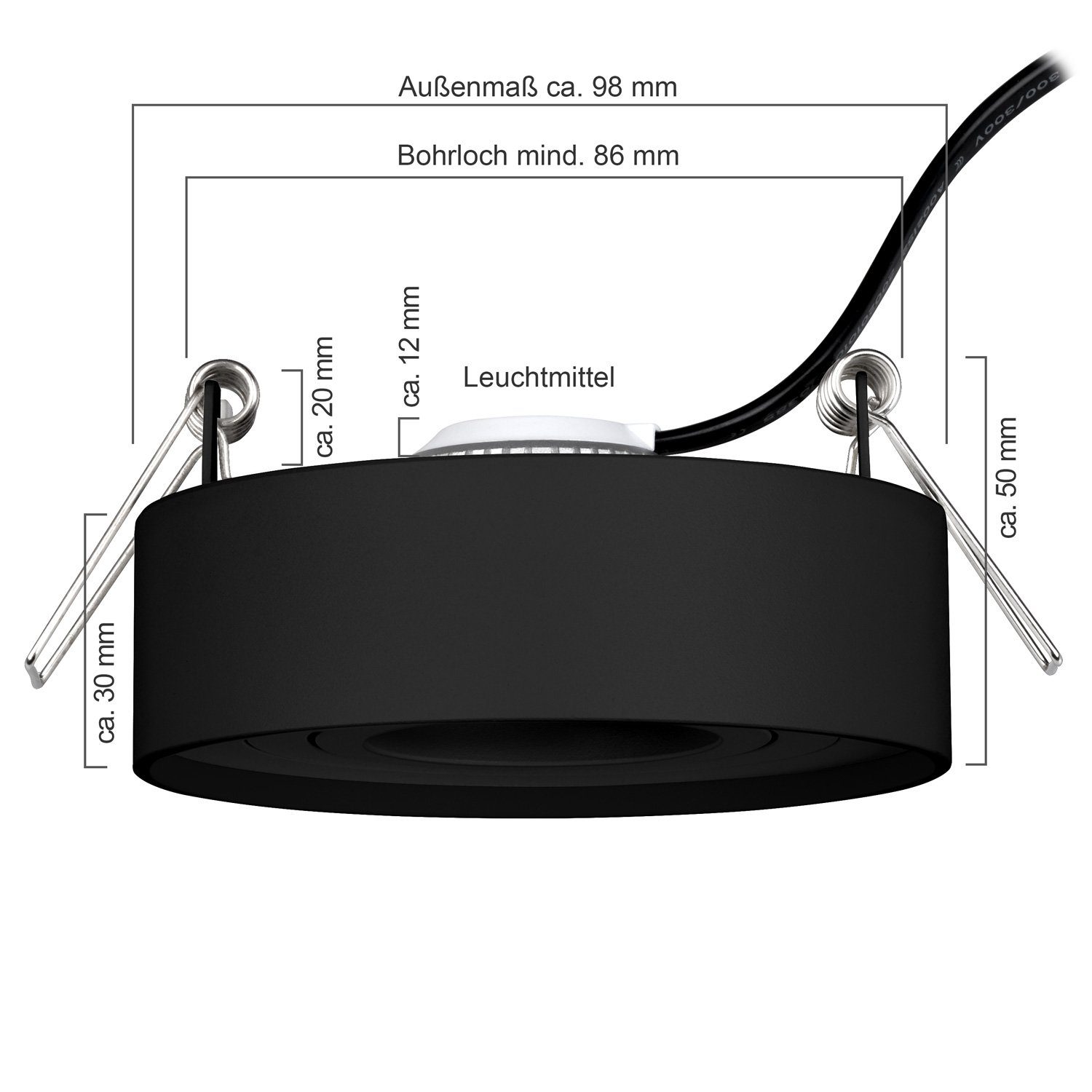 LEDAN schwarz flach LED mit Einbaustrahler 3W Set extra LED LEDANDO von in RGB Einbaustrahler LED