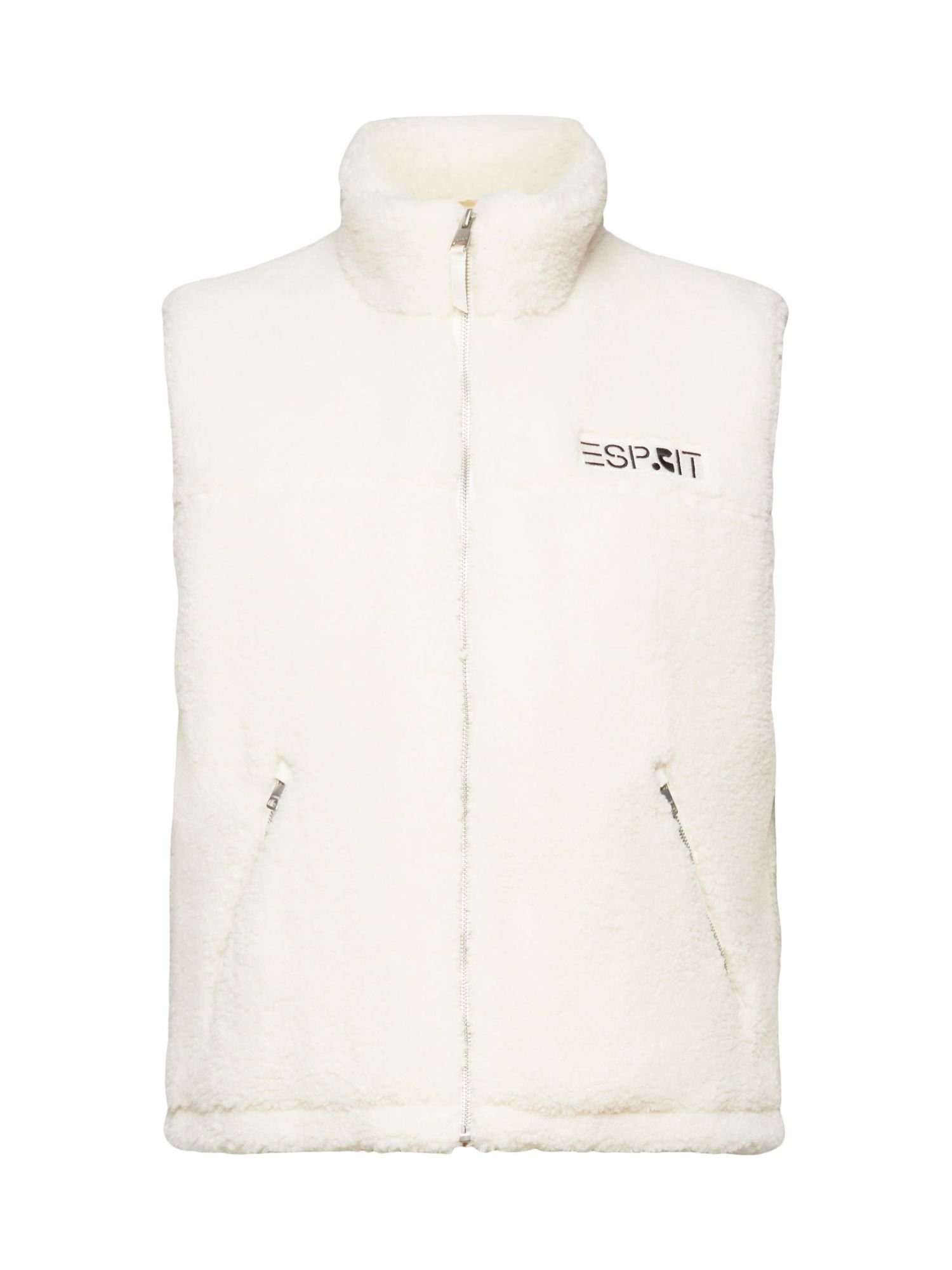 Esprit WHITE mit aus Teddyfleece Funktionsweste OFF Logo-Stitching Weste