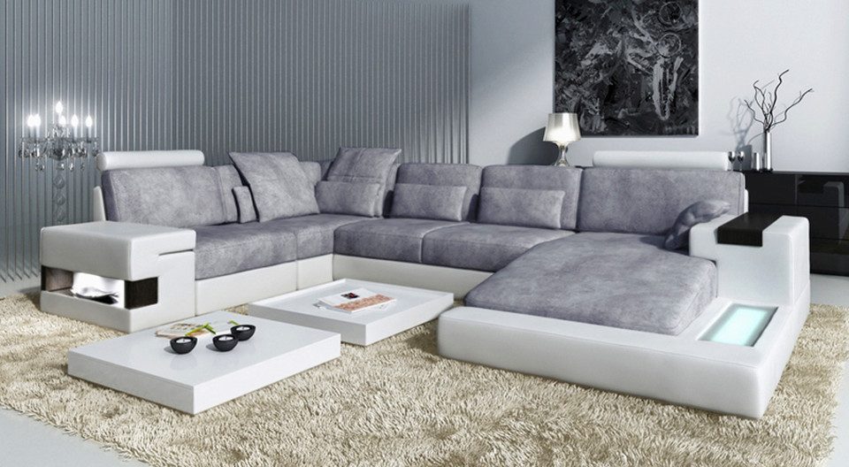 Xlmoebel Wohnlandschaft Ecksofa U-Form aus hochwertigem Echtleder in elegantem Design, Hergestellt in Europa