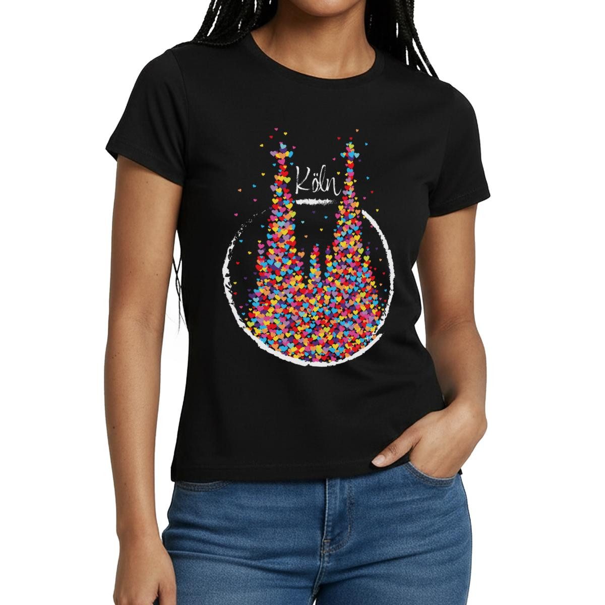 Spreadshirt T-Shirt Köln Kölner Dom Karneval Fasching Konfetti Frauen T-Shi günstig online kaufen