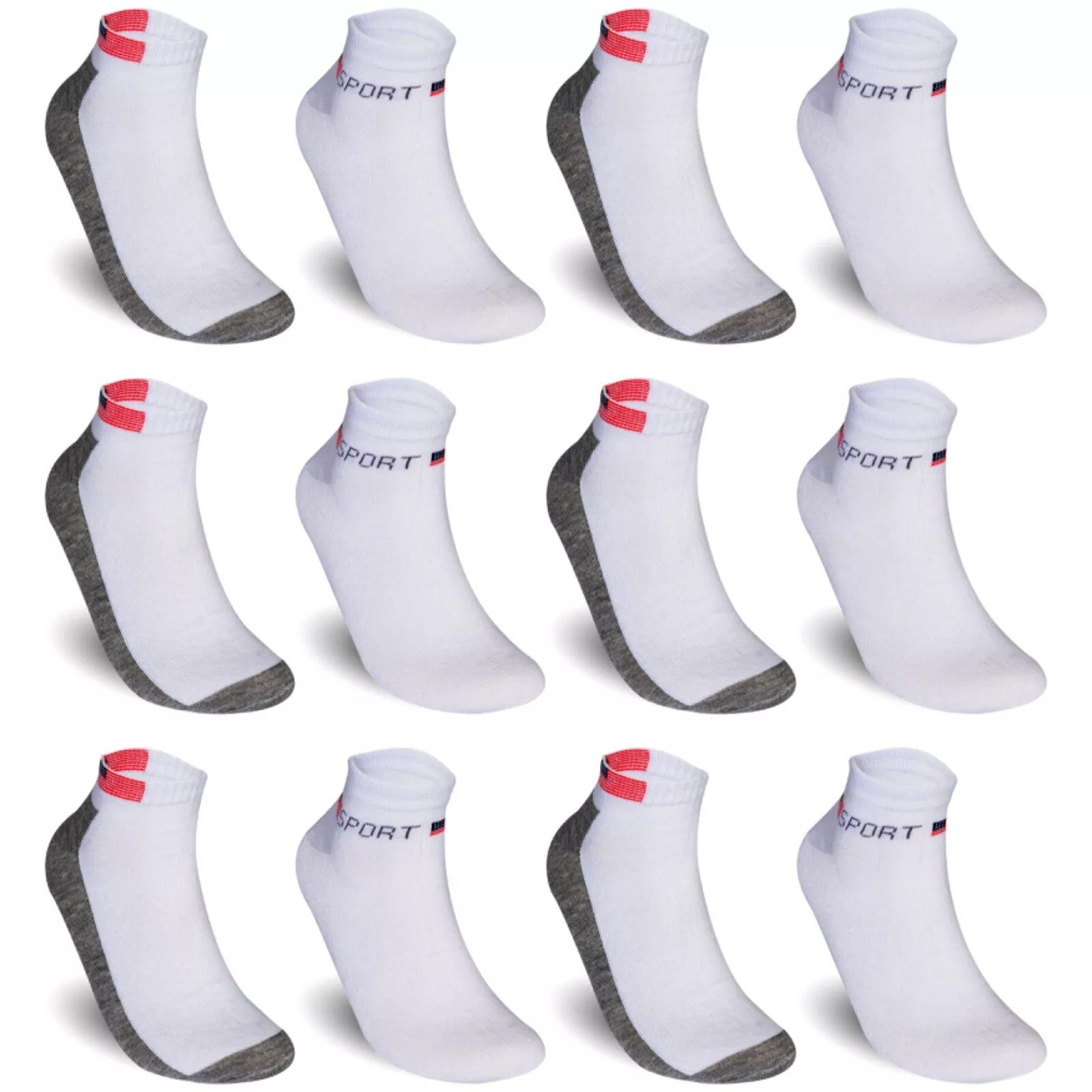 TEXEMP Sneakersocken 12 Paar Sneaker Socken Herren Damen USA Mehrfarbig Baumwolle Freizeit (12-Paar, 12 Paar) Robust & Langlebig