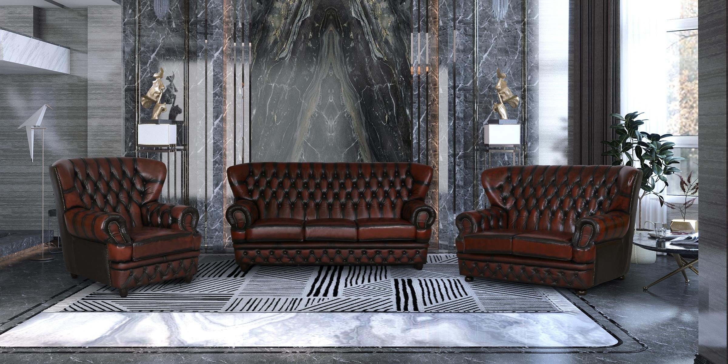 Salottini Polstergarnitur Luxus XL Chesterfield Logan Deluxe Sofagarnitur 3/2/1, (3-tlg)