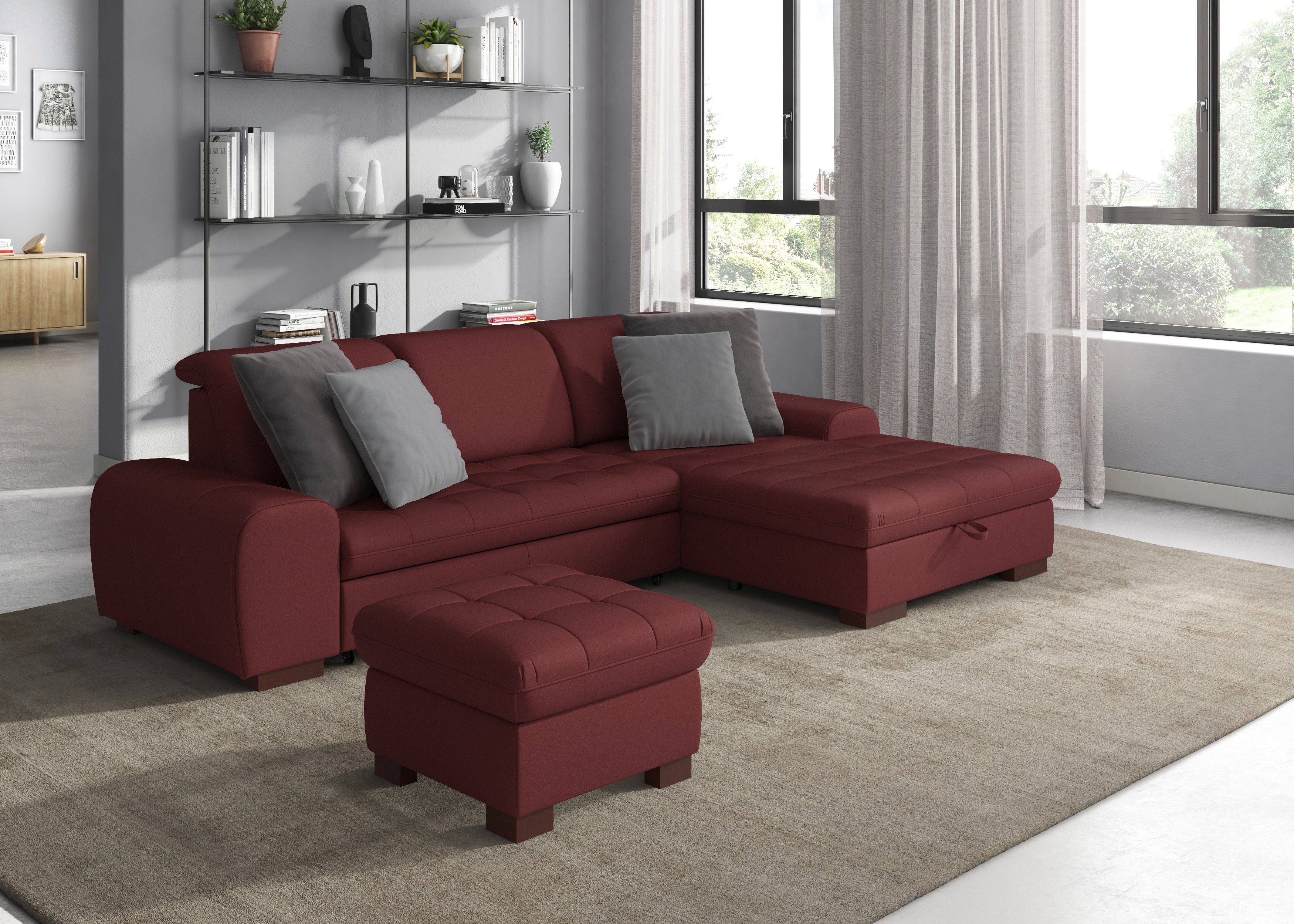 sit&more Ecksofa Luxor L-Form, wahlweise mit Bettfunktion, Bettkasten und Kopfteilverstellung