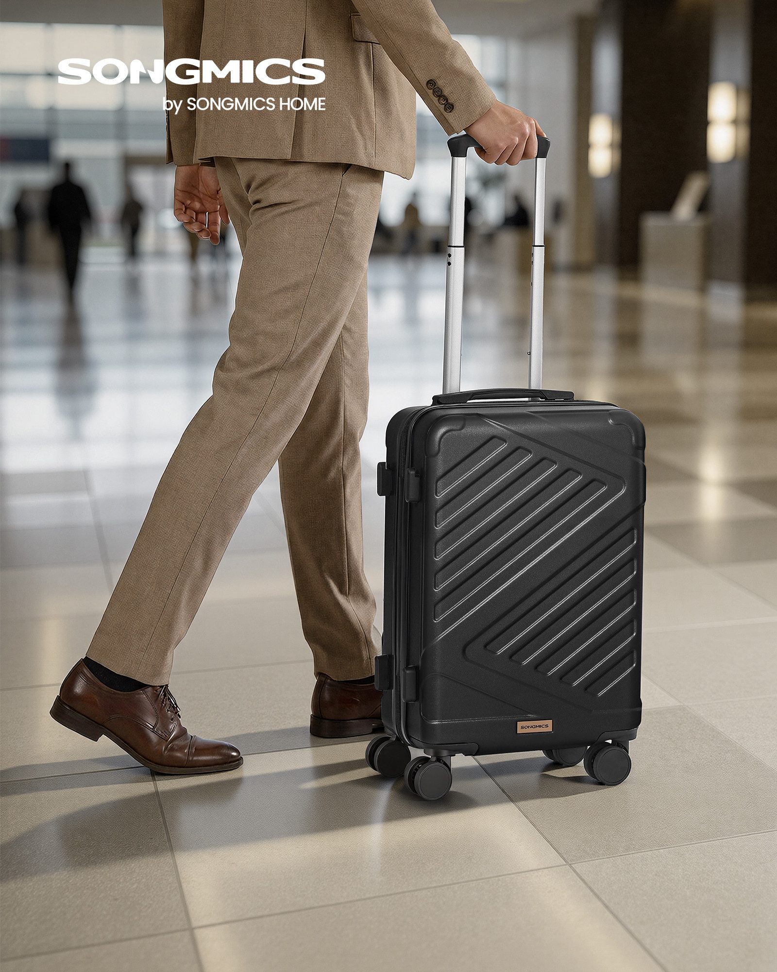 SONGMICS Hartschalen-Trolley Kofferset, 360° Rollen, robuster Reisekoffer, Bordcase, ABS, TSA-Schloss, Zahlenschloss, Koffergurt, Handgepäcktauglich, klein