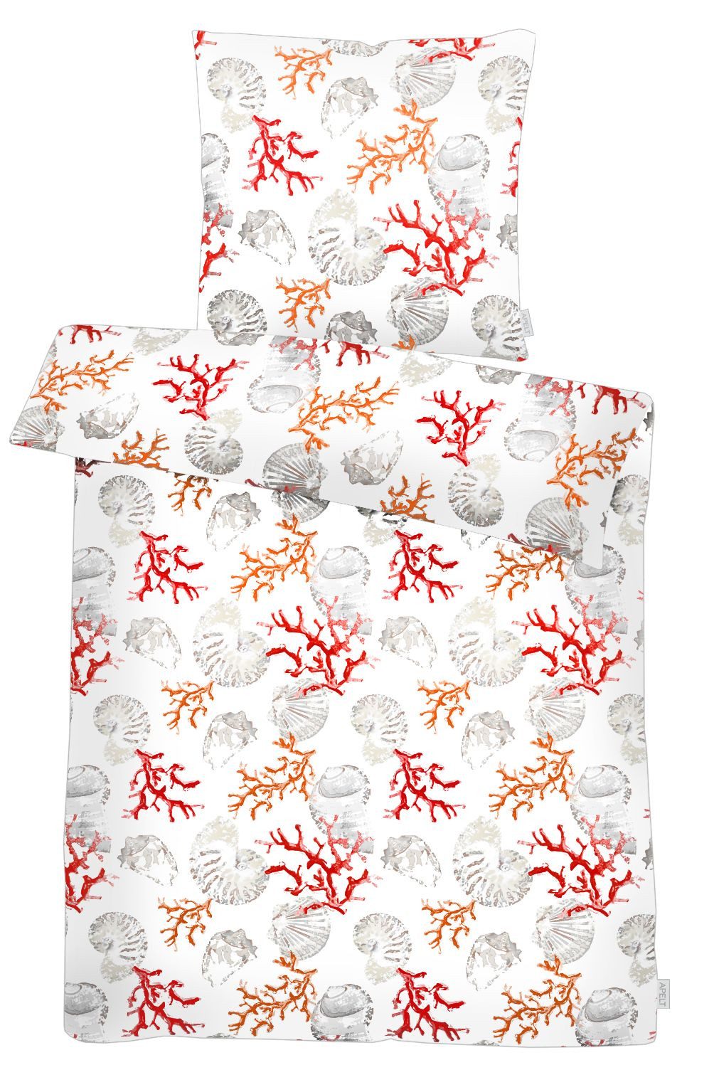 APELT Bettwäsche Coral, Satin (Bio-Baumwolle), Korallen und Muscheln