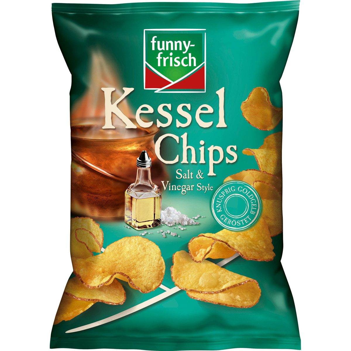 funny-frisch Knabberei, funny frisch Kessel Chips Salt und Vinegar glutenfrei vegan 120g