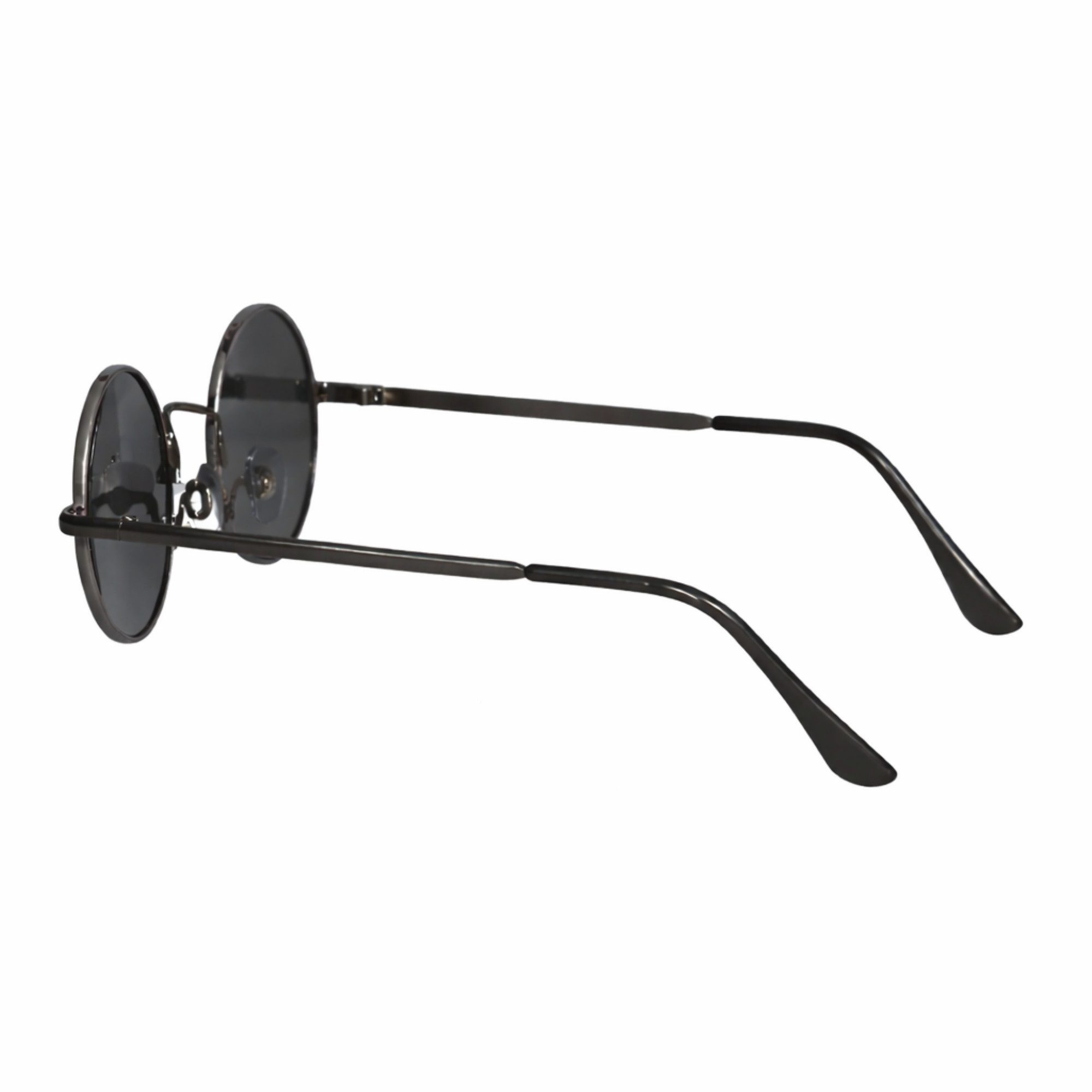 Rennec Sonnenbrille Kinder Brille Rund UV400 Schwarz Polarisiert mit Brillenbeutel Nickelbrille Jungen Mädchen, 5 bis 9 Jahren, Linsen Schwarz Getönt