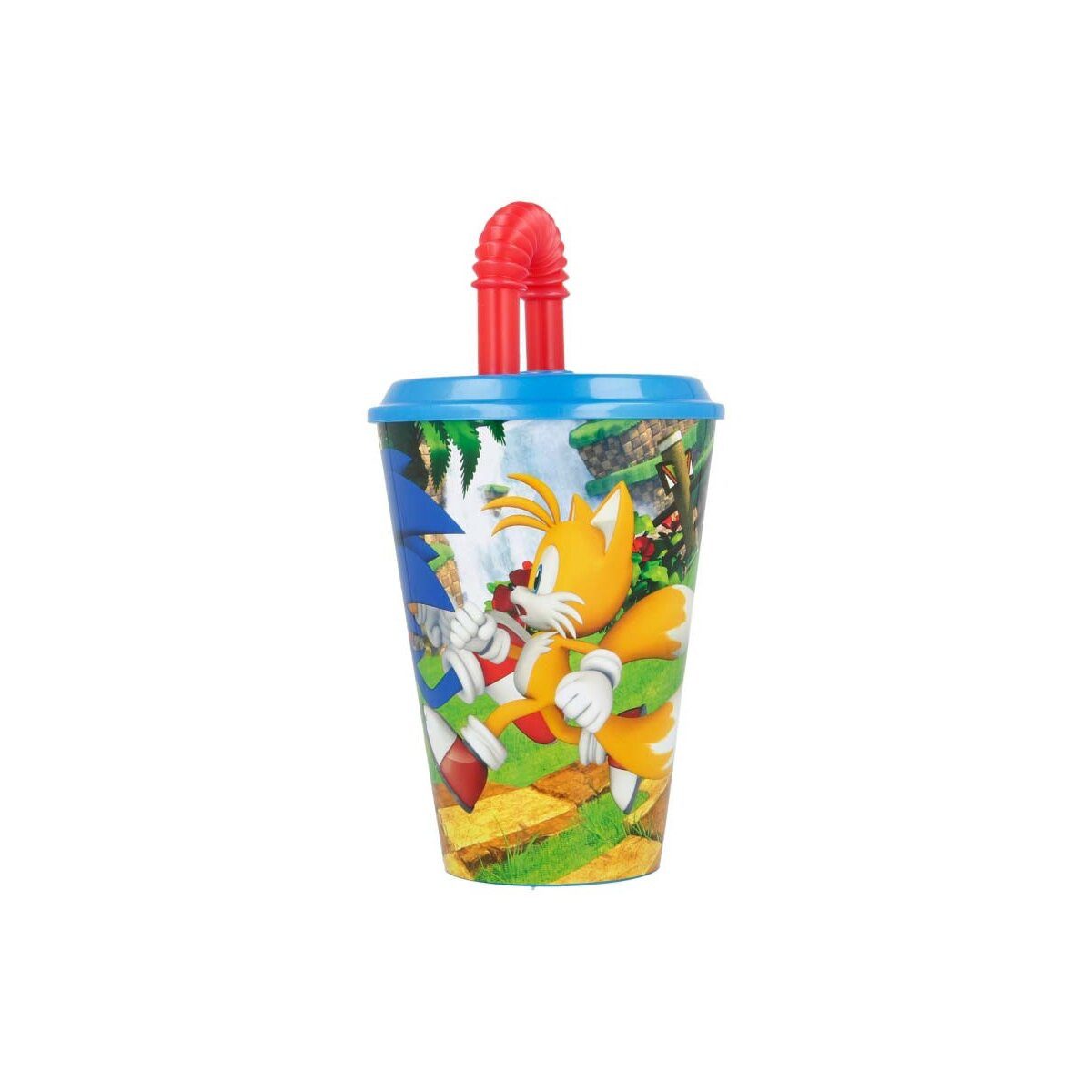 Sonic Trinkflasche Sonic the Hedgehog Speedy Trinkbecher mit Strohhalm 430 ml