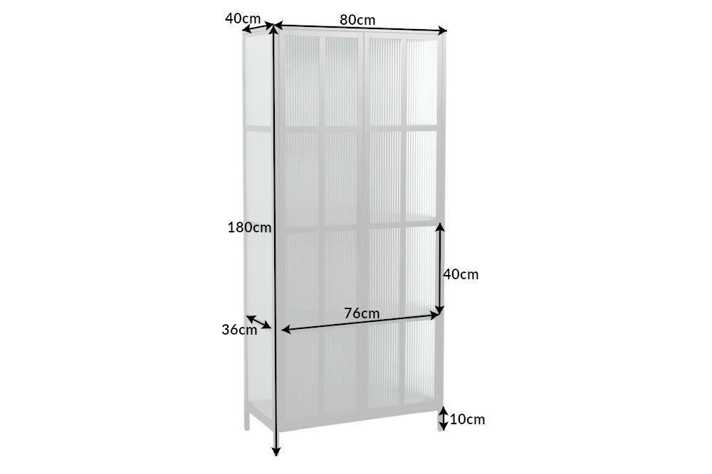 180cm · riess-ambiente / Schrank transparent schwarz · · Vitrine Industrial Glas Wohnzimmer STEEL 1-St) (Einzelartikel, · Design DURA Metall
