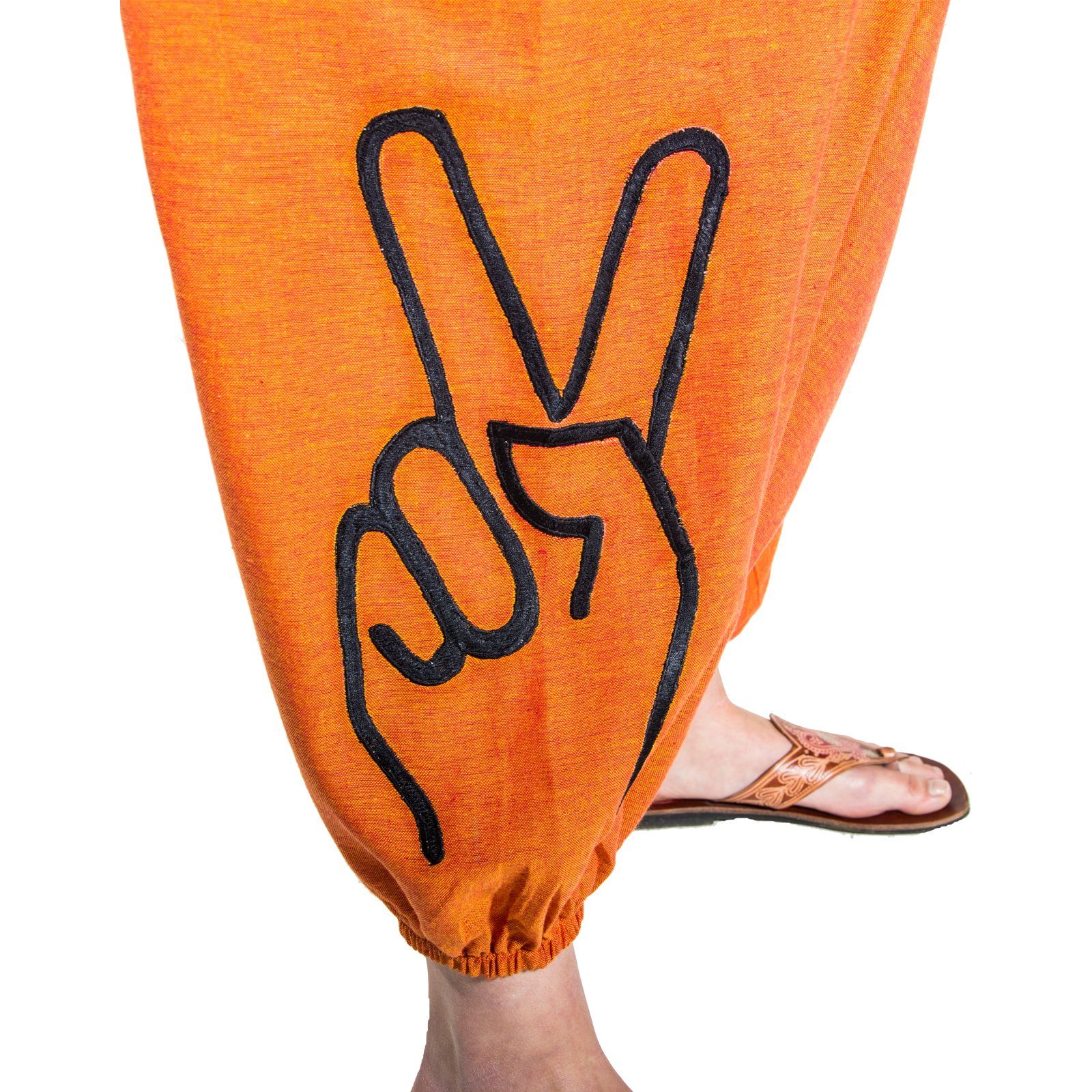 Finger Goa mit UND KUNST MAGIE und Peace Damen Kunst Haremshose Orange Magie Haremshose Symbol