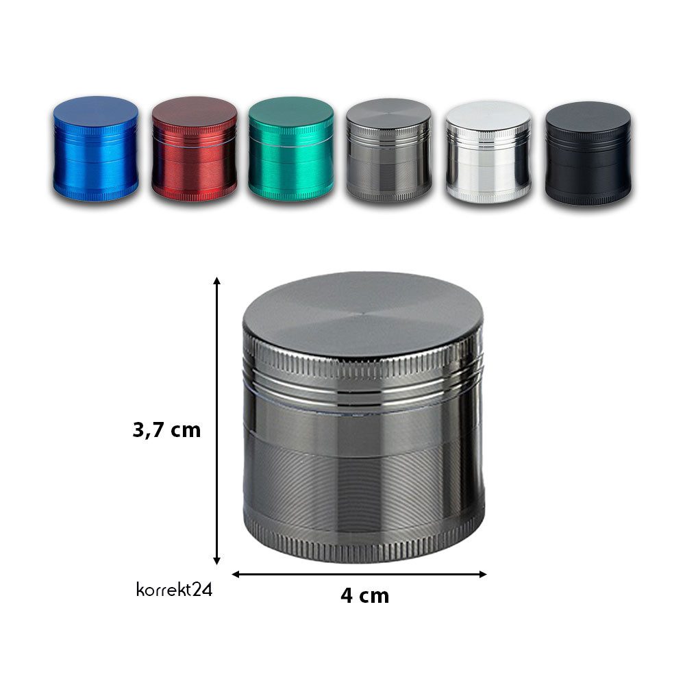 Coumo Kräutermühle Grinder Crusher, ⌀ 4 cm, Kräutermühle,Gewürzmühle, 4-teilig, Metall