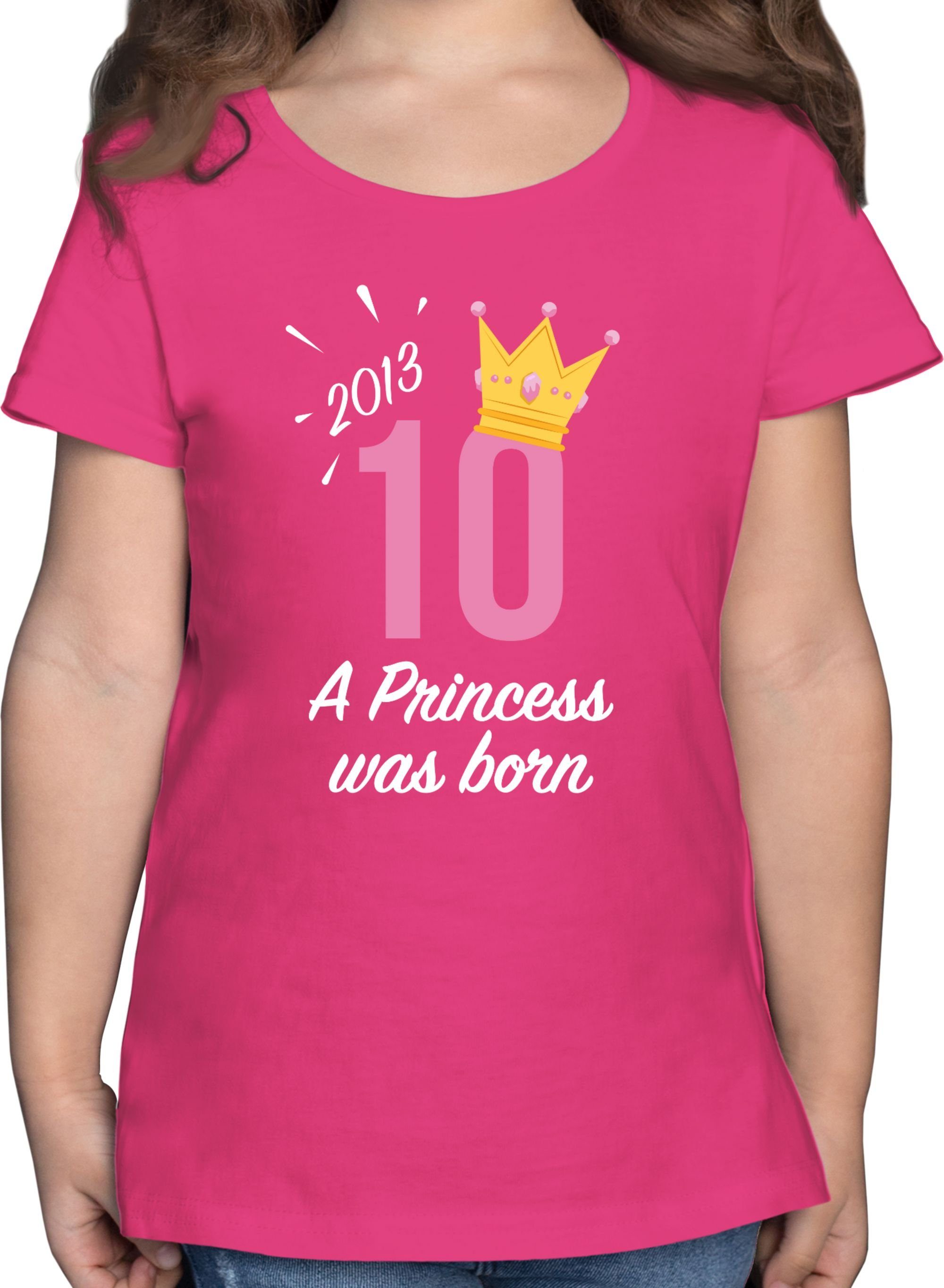 Shirtracer T-Shirt Zehnter Mädchen Princess 2013 10. Geburtstag 1 Fuchsia