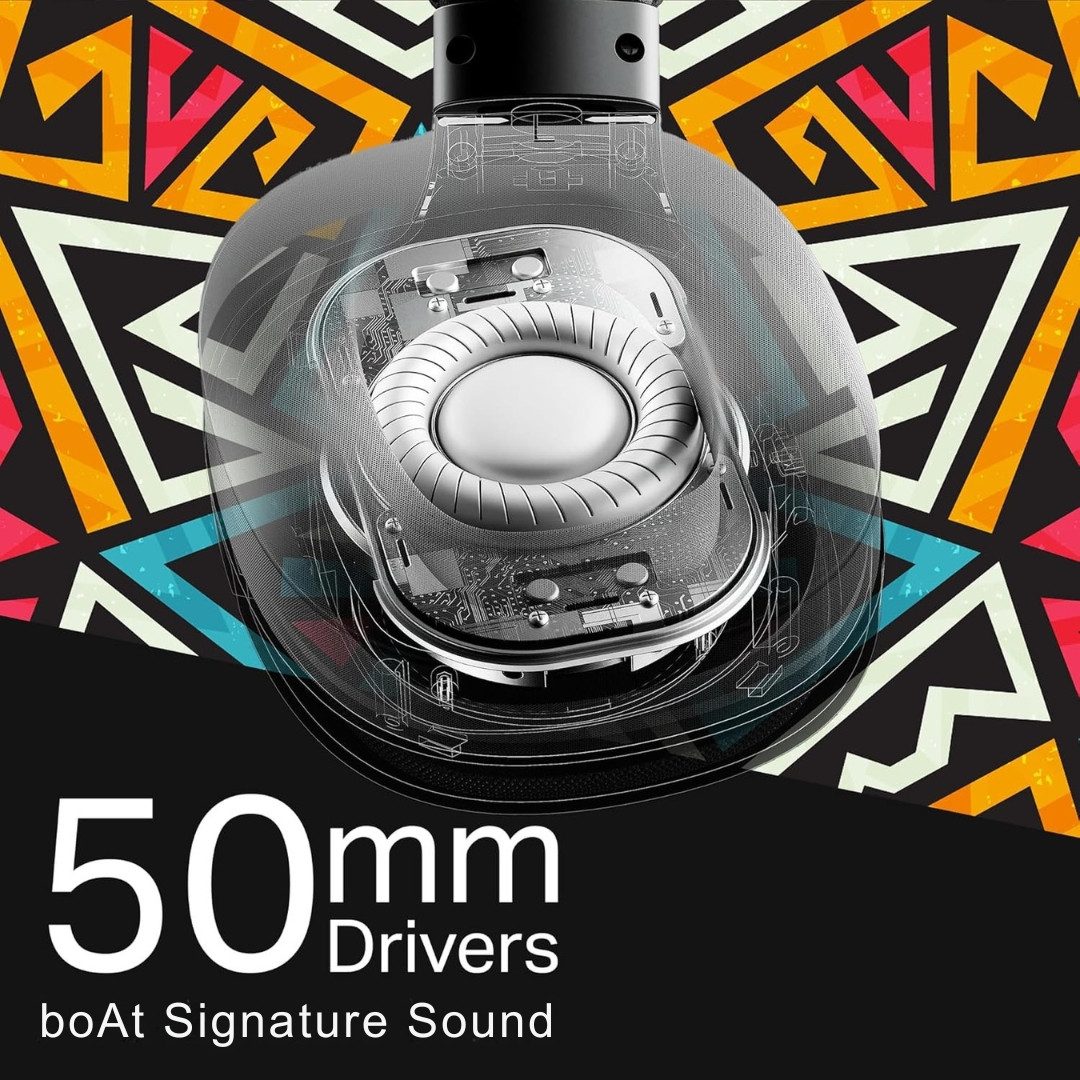 boAt Rockerz Plus 550 Bluetooth Over-Ear Kopfhörer kabellos Over-Ear-Kopfhörer (Bluetooth, 100h Akku, 50mm Treiber, Dual-Pairing, Voice Assist)