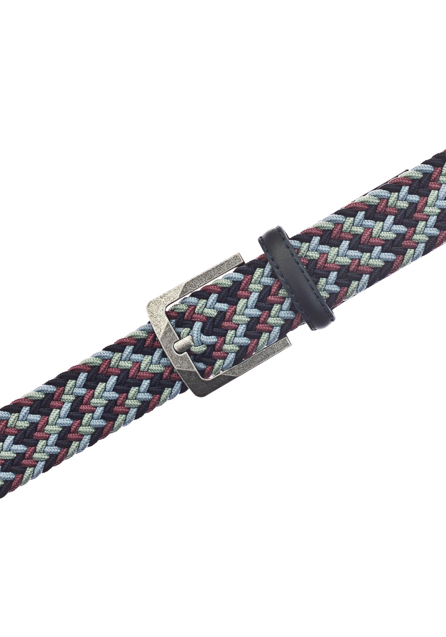 MUSTANG Flechtgürtel Elastisch in Flechtoptik, mit markanten Lederdetails, 3,5 cm