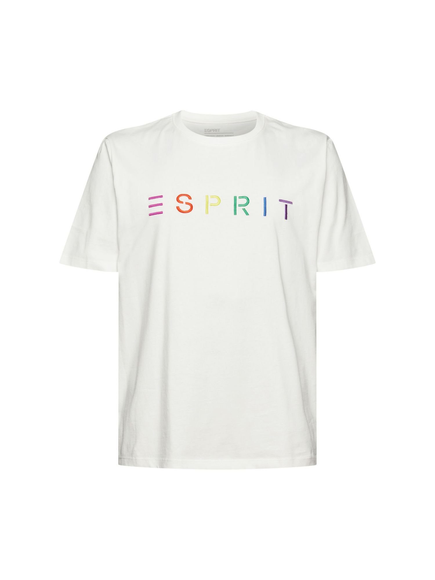 Esprit T-Shirt Jersey-T-Shirt mit Logo-Stickerei (1-tlg) OFF WHITE