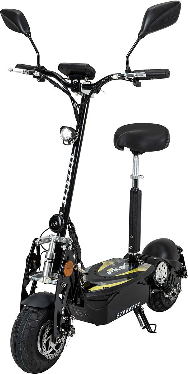 eFlux E-Scooter Street 20 Elektro Roller mit Straßenzulassung klappbar, 500,00 W, 20 km/h, (1 tlg), Scooter - bis 30 km Reichweite inkl. Sitz - 36 Volt 12 Ah Akku