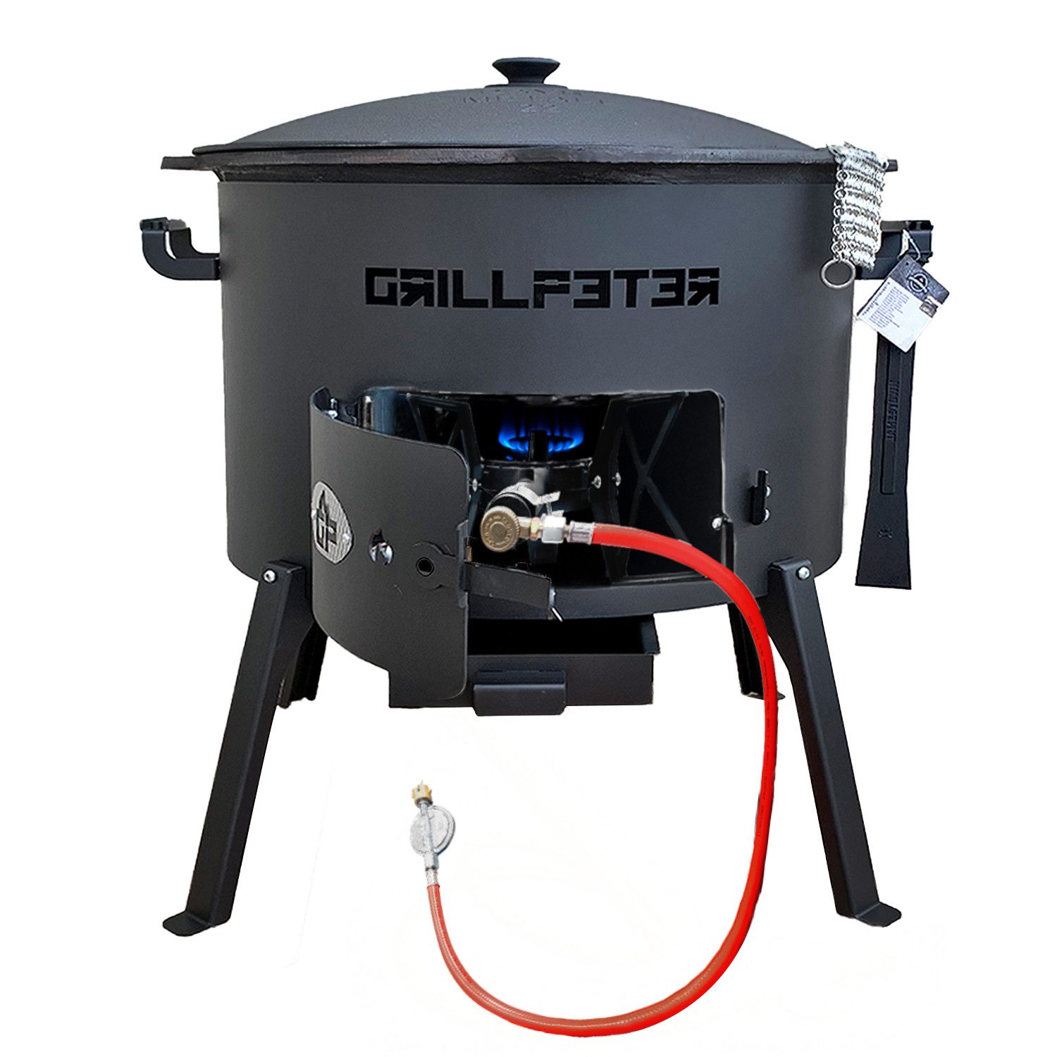 Grillpeter Holzkohlegrill Utschak Nurlan Ø50 Set Kazan 22L mit Gasbrenner und Zubehör
